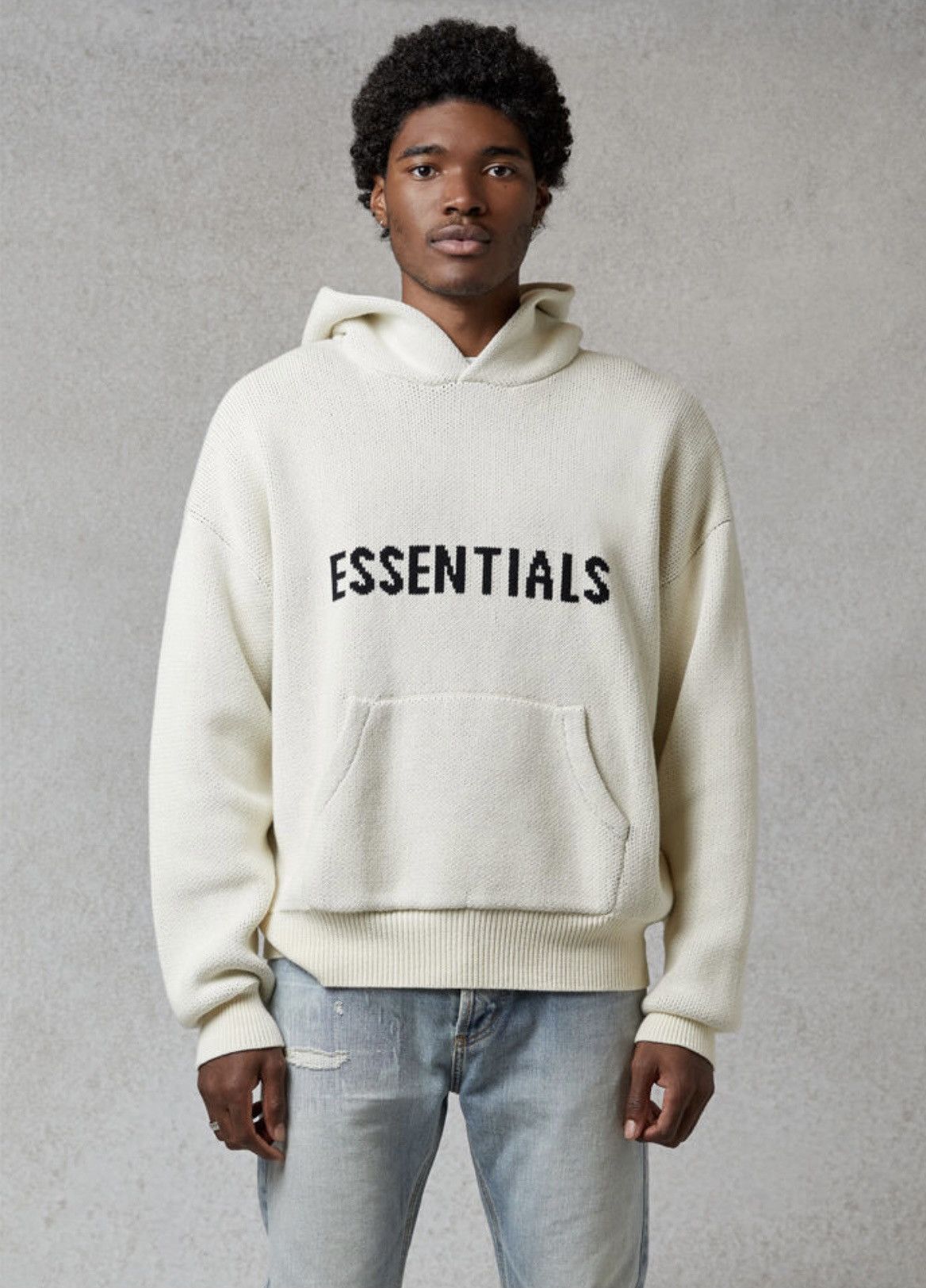 Fear of God Fear of God Essentials Hoodie Knit Cream FOG Grailed