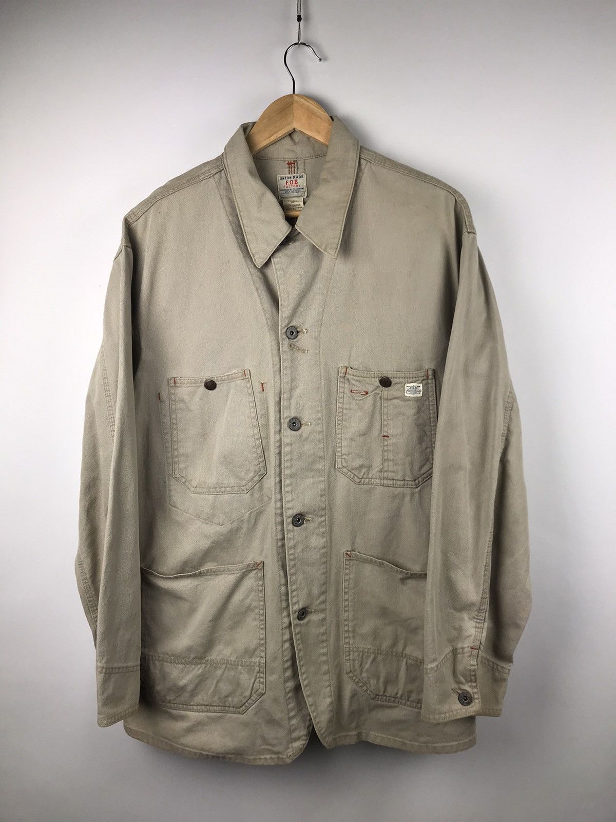 image of F O B Factory x Fob Factory VTG F.o.b Factory Union Worker Chores Jacket in Grey Khaki (Size Medium