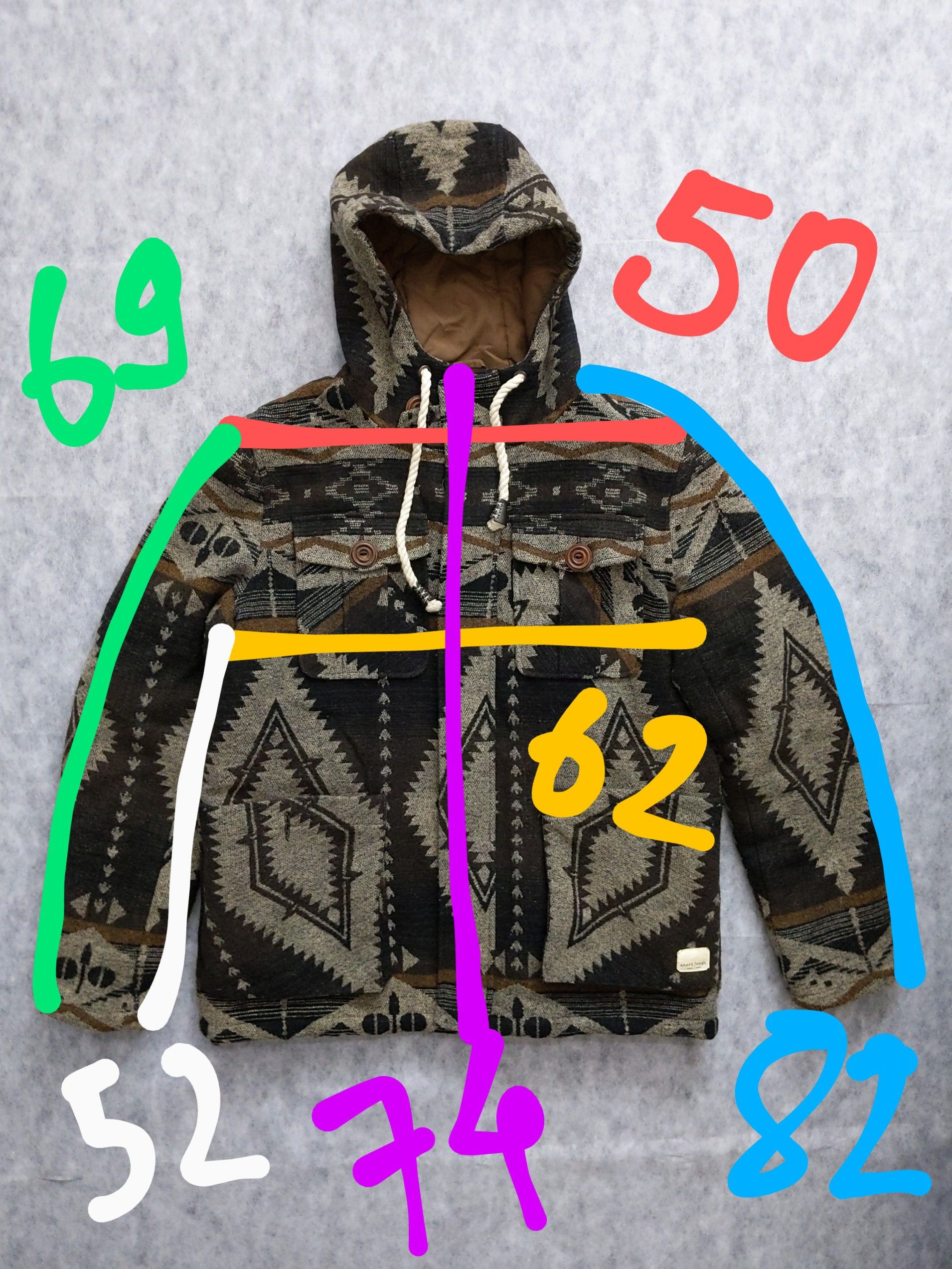 Vintage ANERKJENDT vintage parka jacket retro aztec print L-XL Size US L / EU 52-54 / 3 - 6 Thumbnail