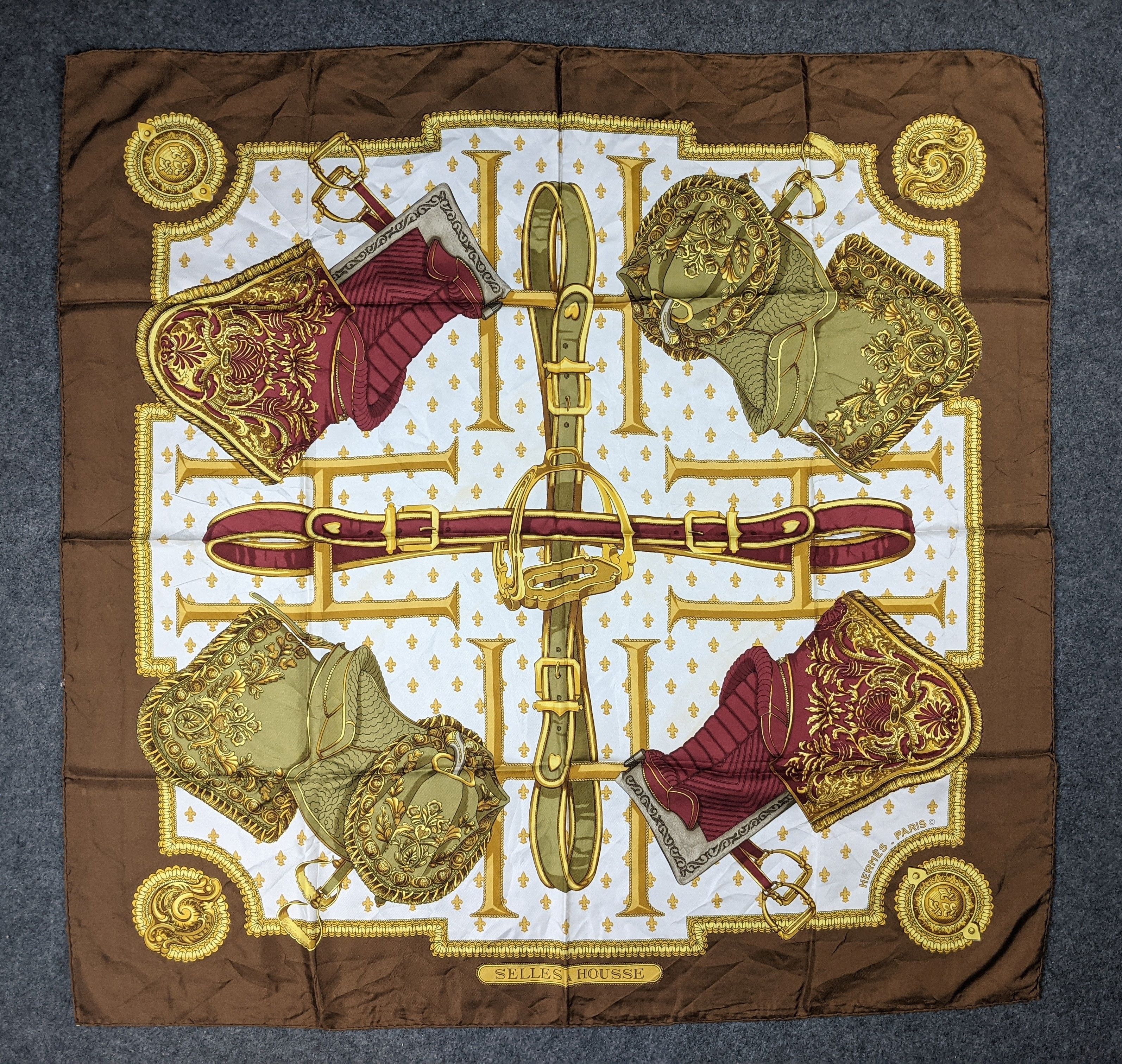 Hermes Selles A Housse Silk Scarf