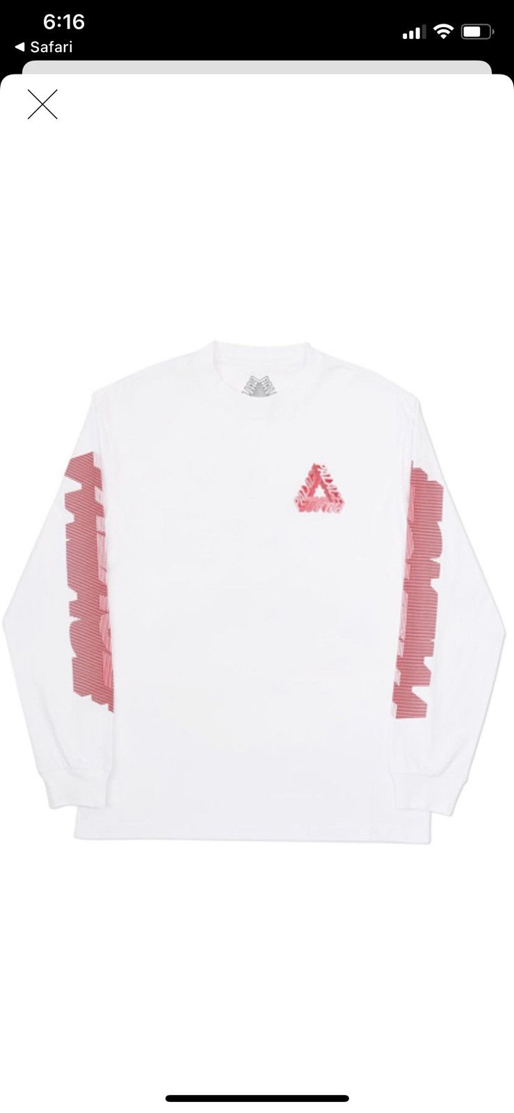 PALACE P3D White Pink Long Sleeve Tri Ferg