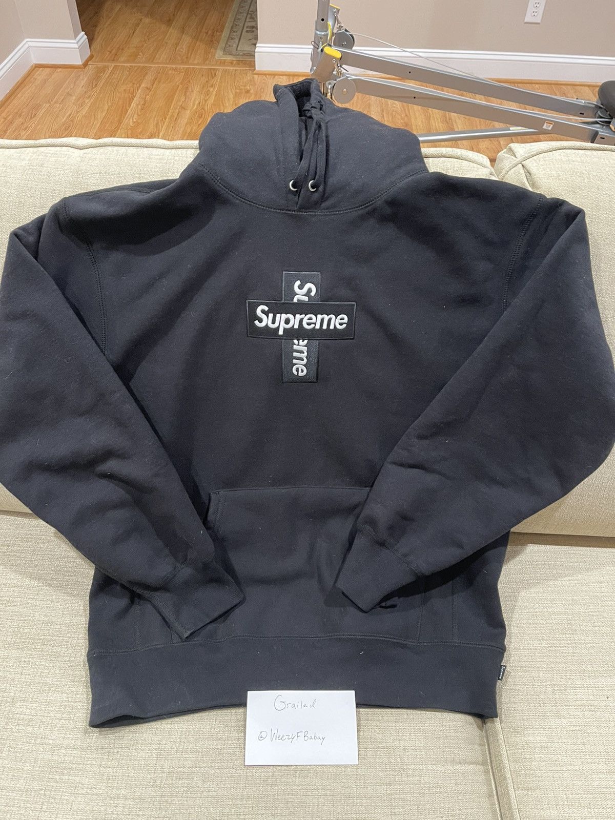 Supreme Supreme Cross Box Logo Hoodie Black Medium | Grailed