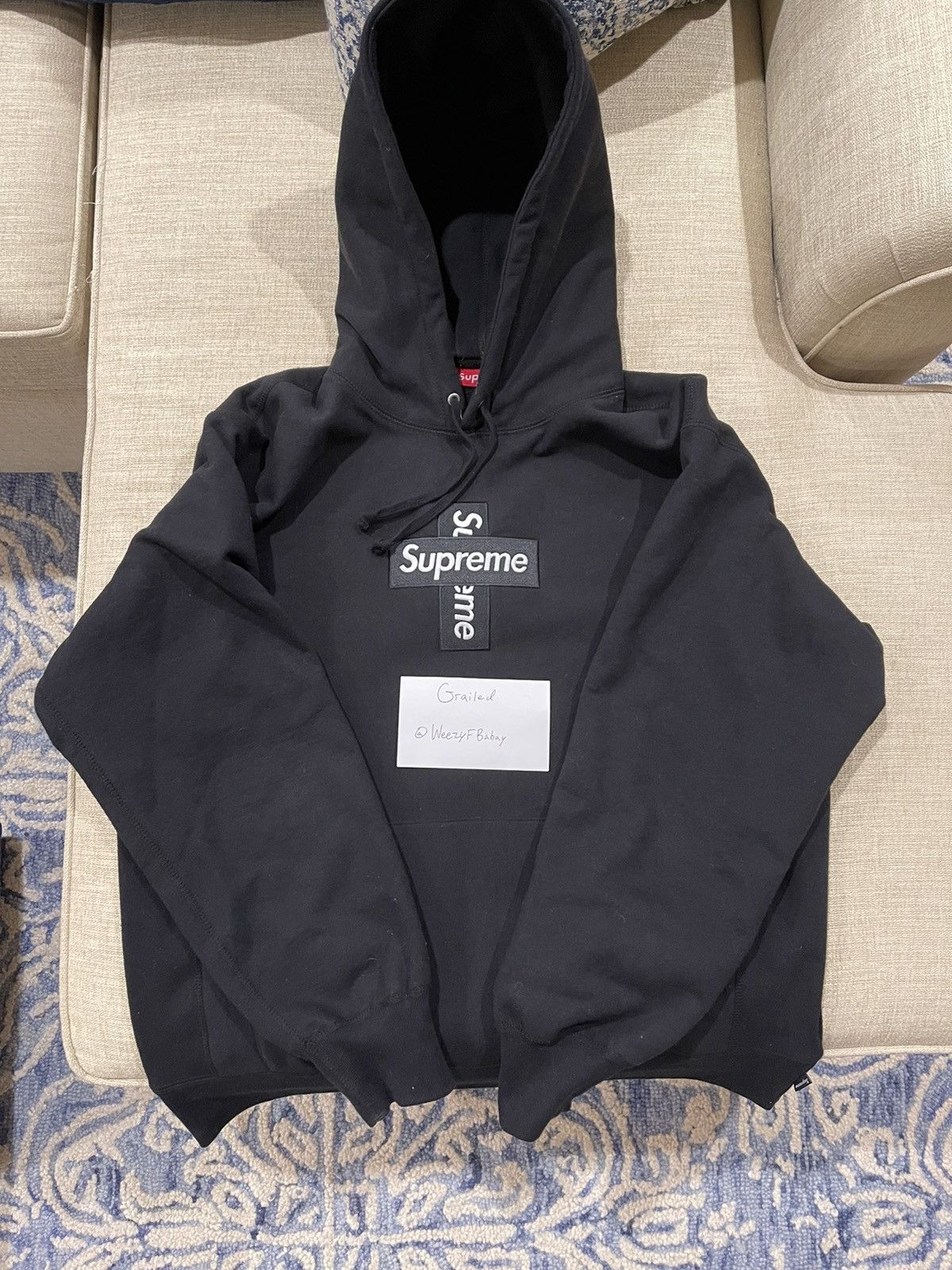 Supreme Cross Box Logo Hooded Sweatshirt Black