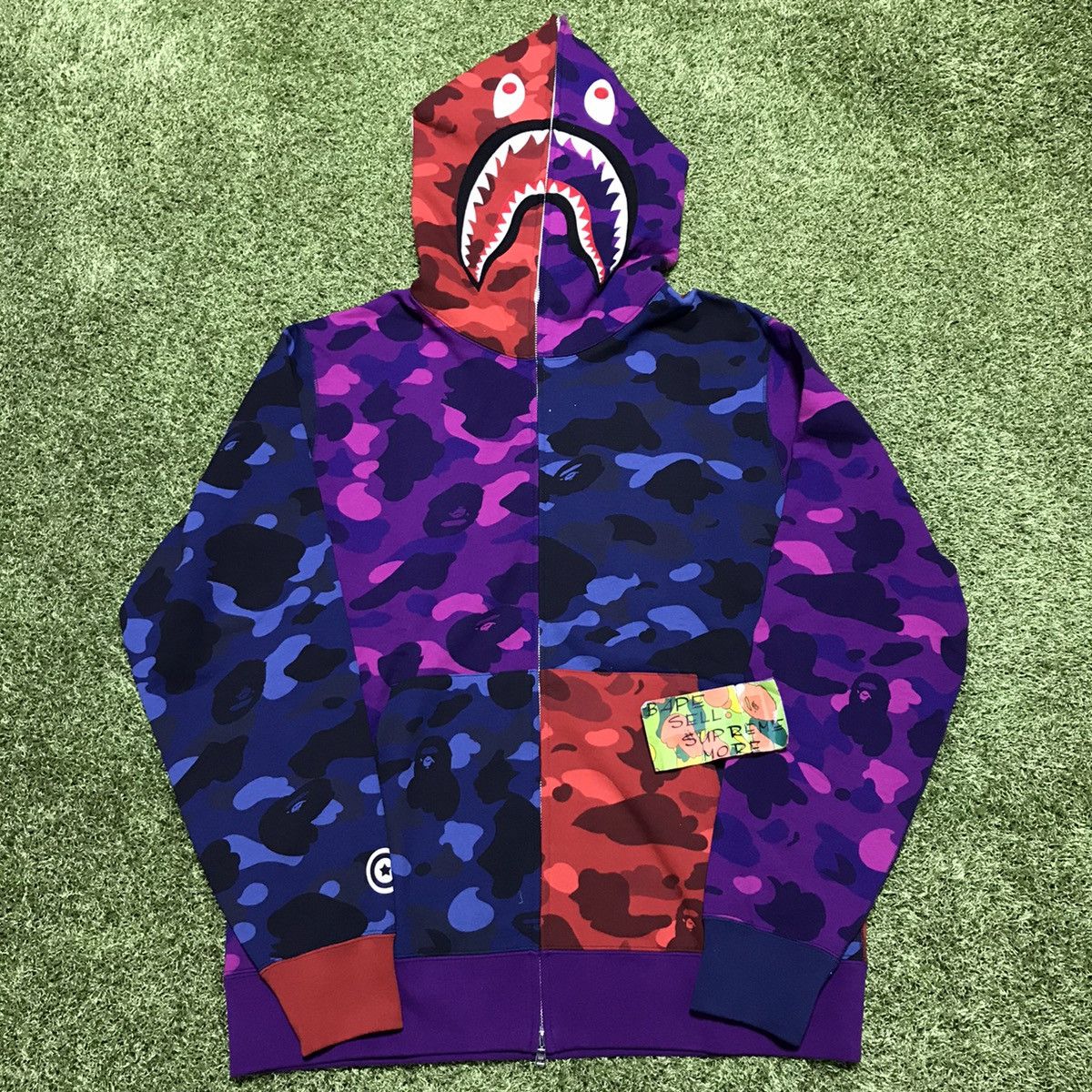 Bape BAPE Shark Mix crazy Camo Full Zip Hoodie Grailed