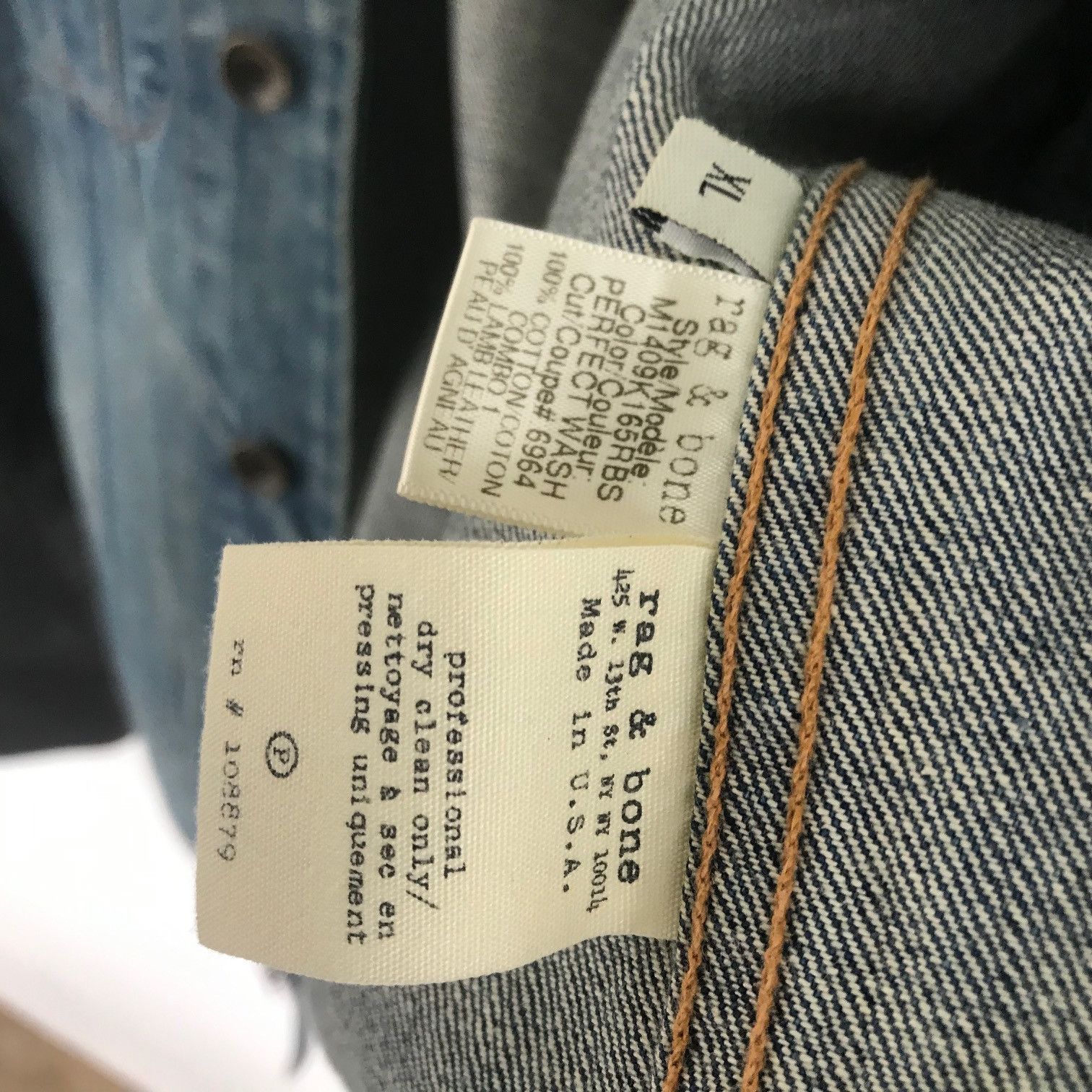Rag & Bone RAG & BONE Indigo Denim Leather Trucker Jacket XL Size US XL / EU 56 / 4 - 6 Thumbnail