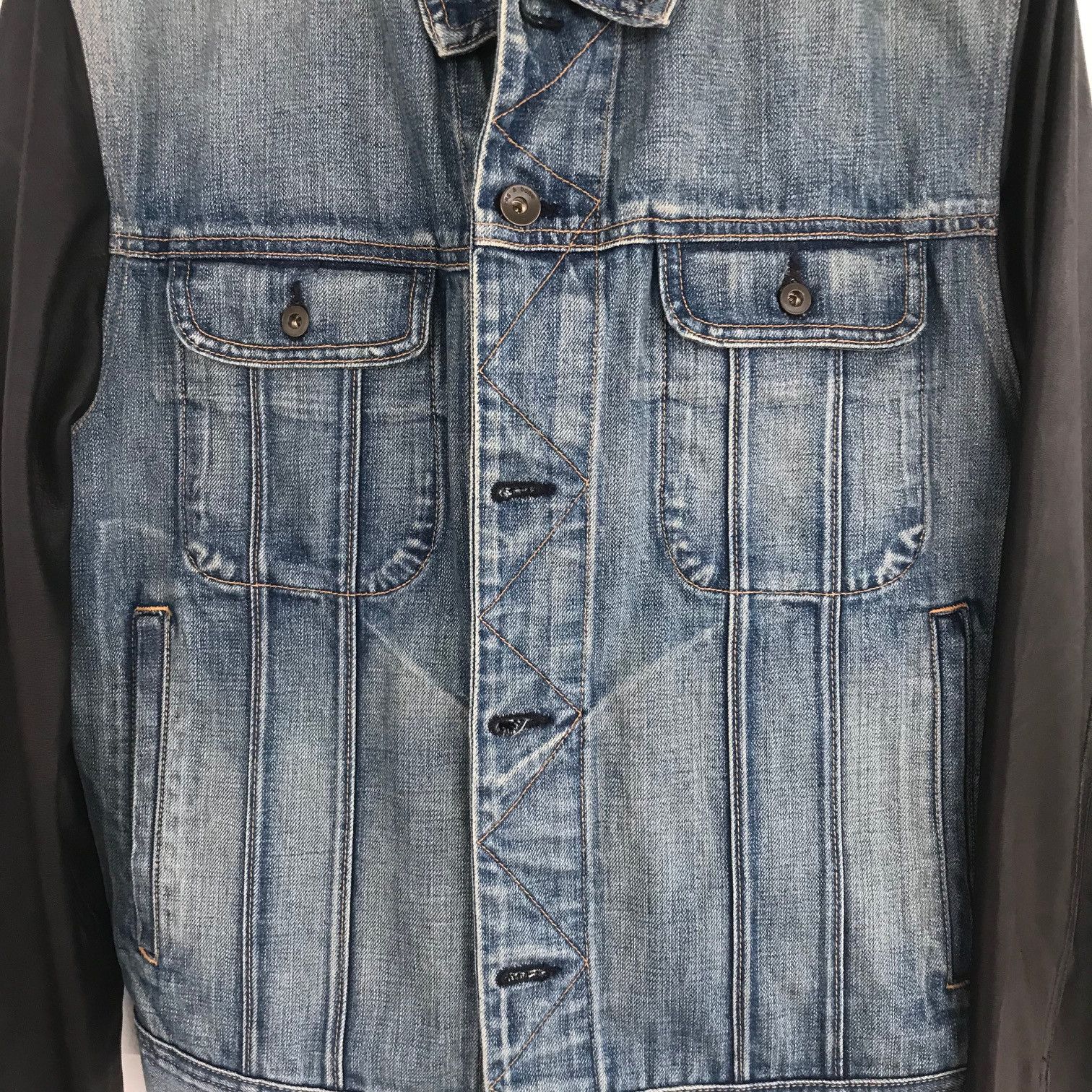 Rag & Bone RAG & BONE Indigo Denim Leather Trucker Jacket XL Size US XL / EU 56 / 4 - 3 Thumbnail