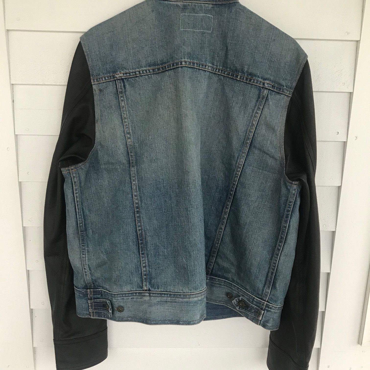 Rag & Bone RAG & BONE Indigo Denim Leather Trucker Jacket XL Size US XL / EU 56 / 4 - 2 Thumbnail