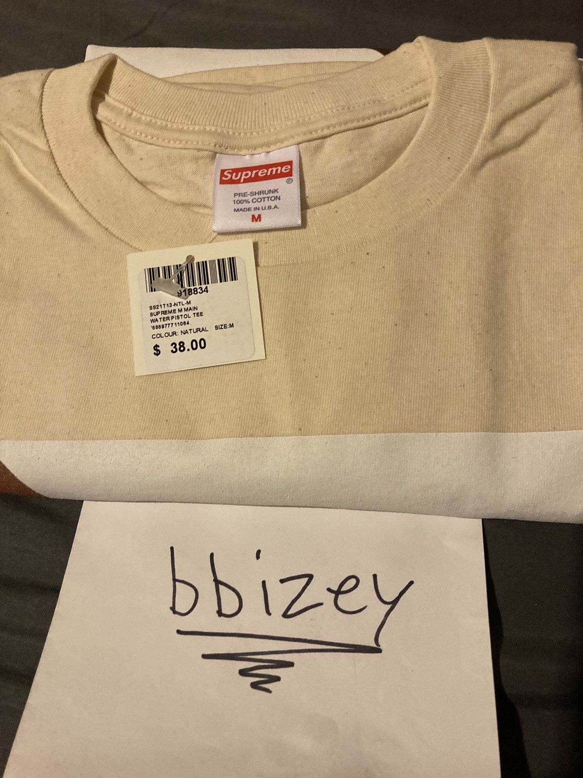 Supreme Supreme Water Pistol Tee Natural Medium | Grailed