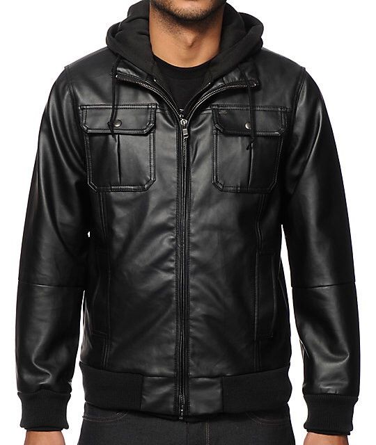 Obey Rapture Faux Leather Hooded Jacket Grailed