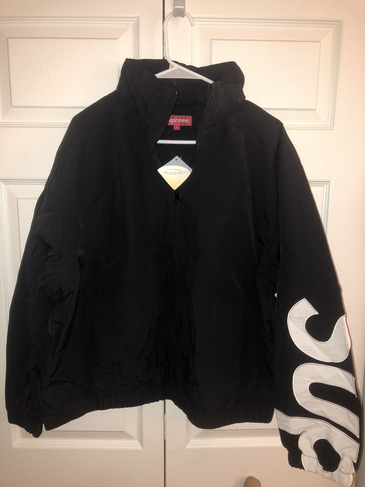 Supreme Spellout Track Jacket BLACK Lサイズ Supreme Spellout Embroidered Ripstop Track Jacket Black