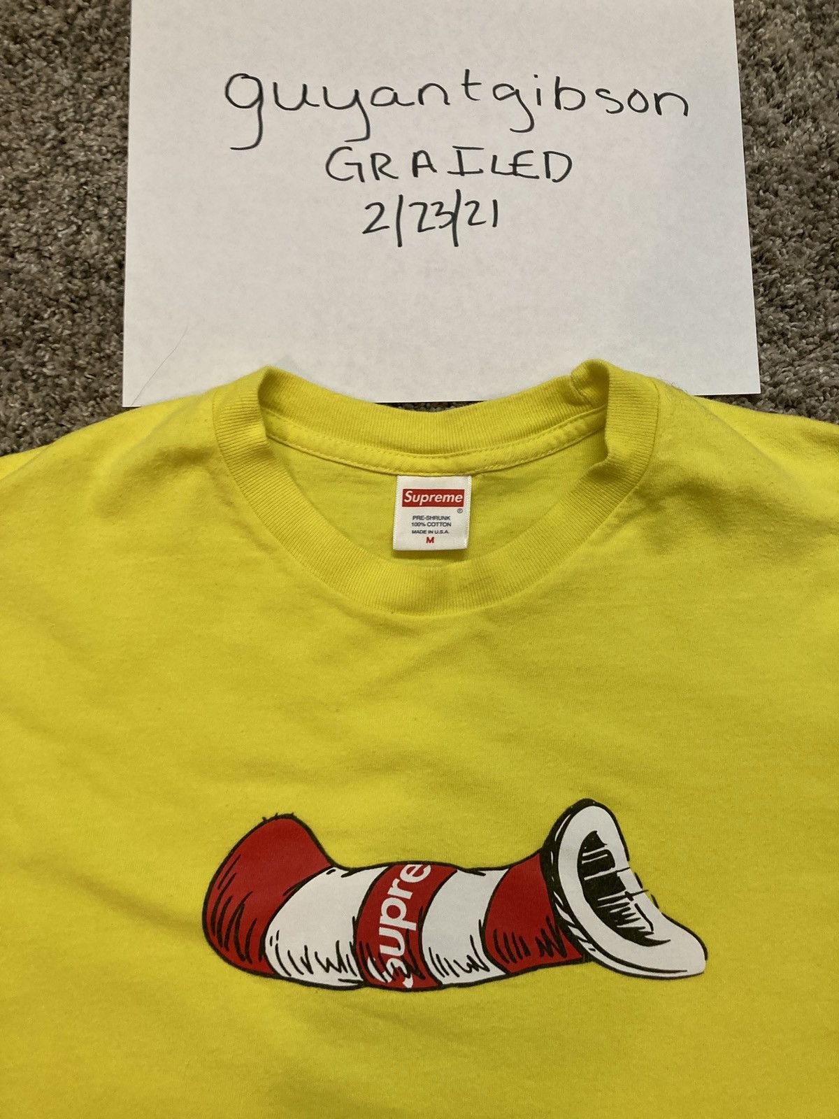 Supreme Cat in the Hat Tee Yellow M Grailed