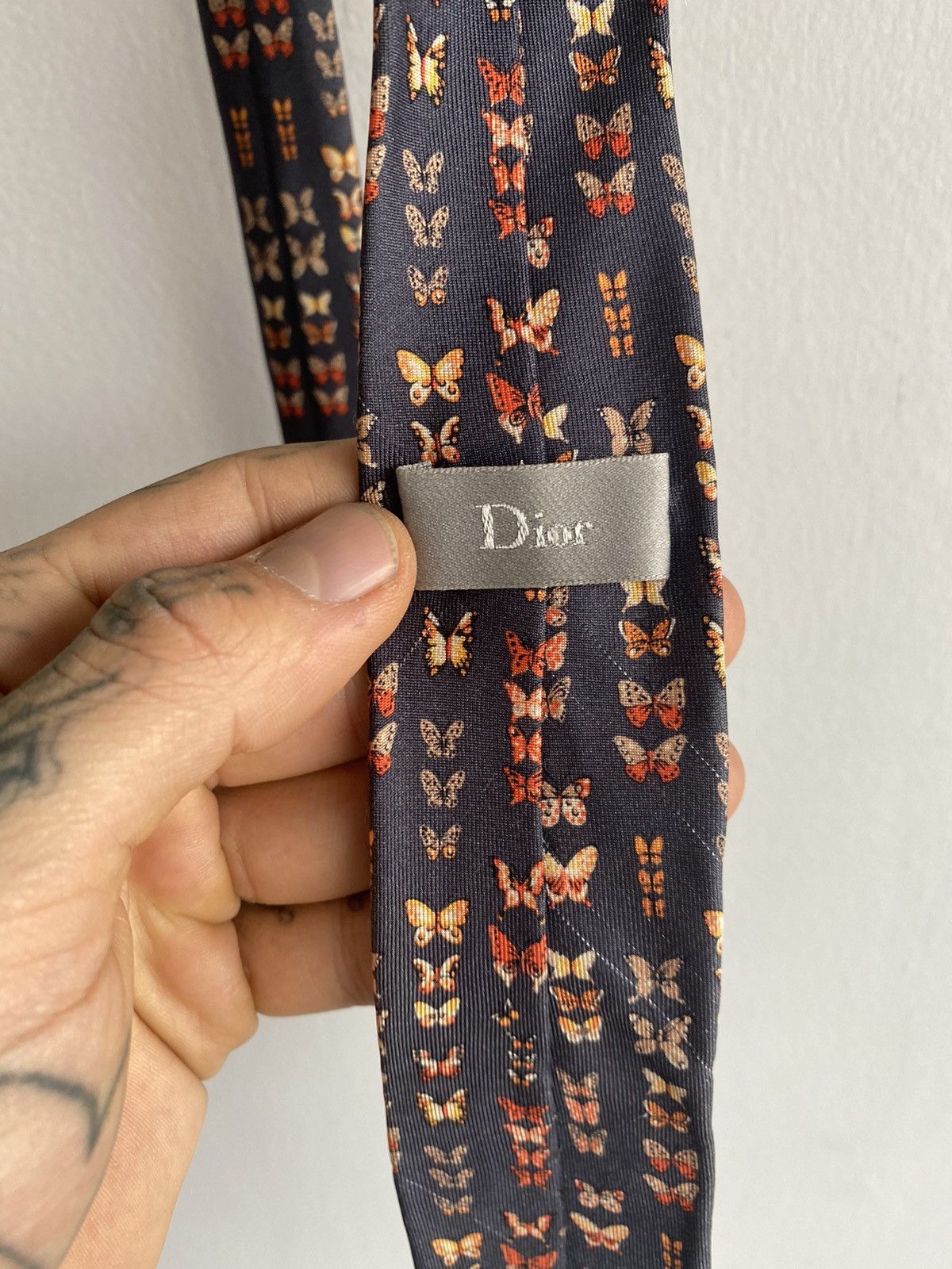Dior × Hedi Slimane Dior Homme 05 100% Silk NEW Runway BUTTERFLY Tie Size ONE SIZE - 3 Thumbnail