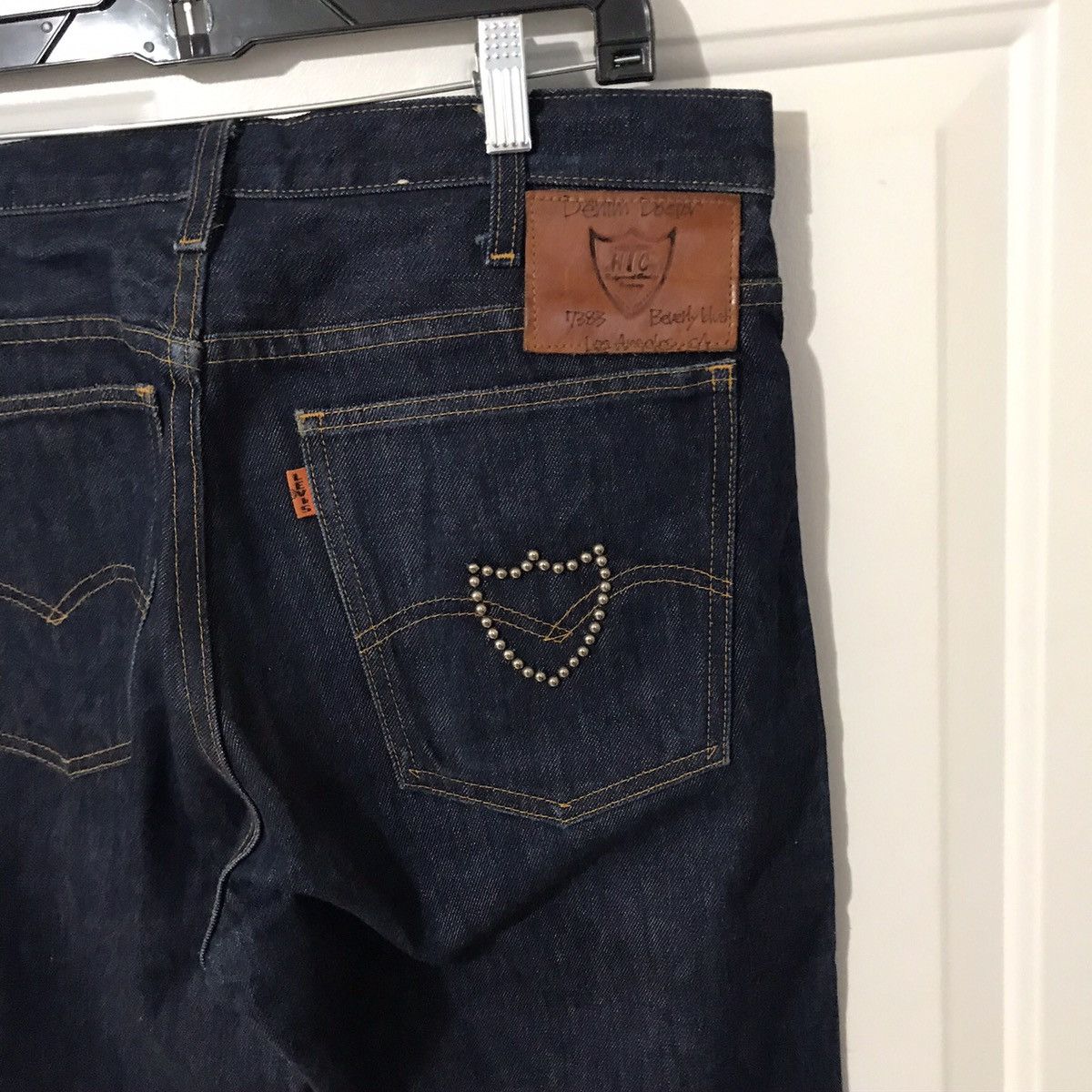 Hollywood Trading Company × Iron Heart × Levi's HTC Customized Levi’s Jeans Orange Tab Size US 33 - 4 Thumbnail