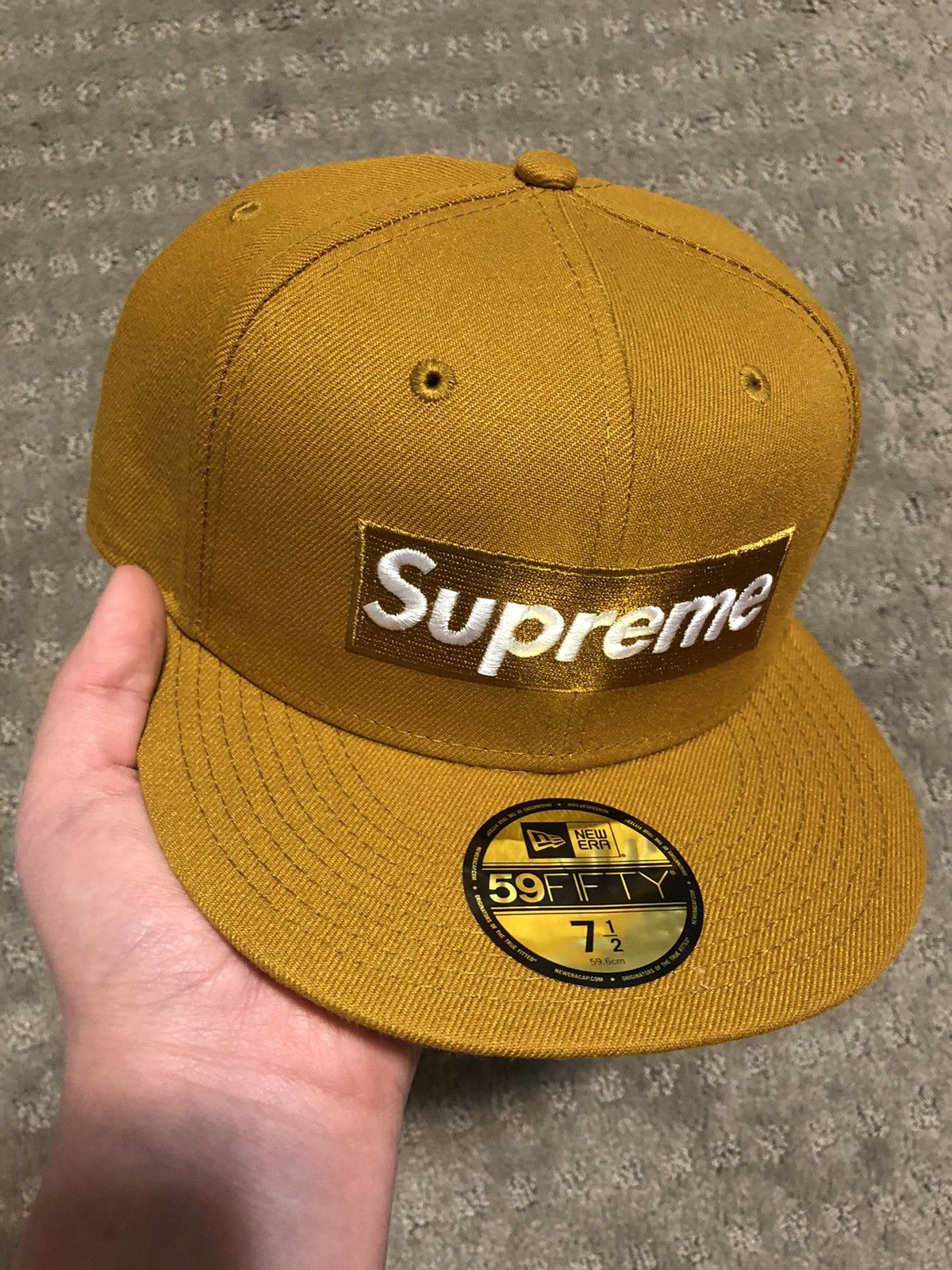 Supreme Supreme Champions Box Logo New Era- Wheat Size 7 1/2 | Grailed
