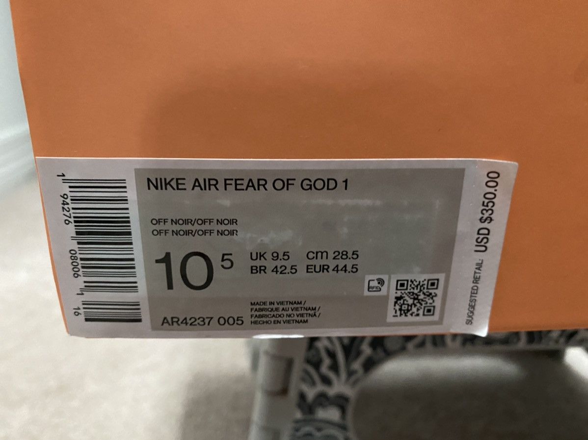 Fear of God × Nike Nike Air Fear of God 1 - Size 10.5M - Triple Black Size US 10.5 / EU 43-44 - 12 Thumbnail