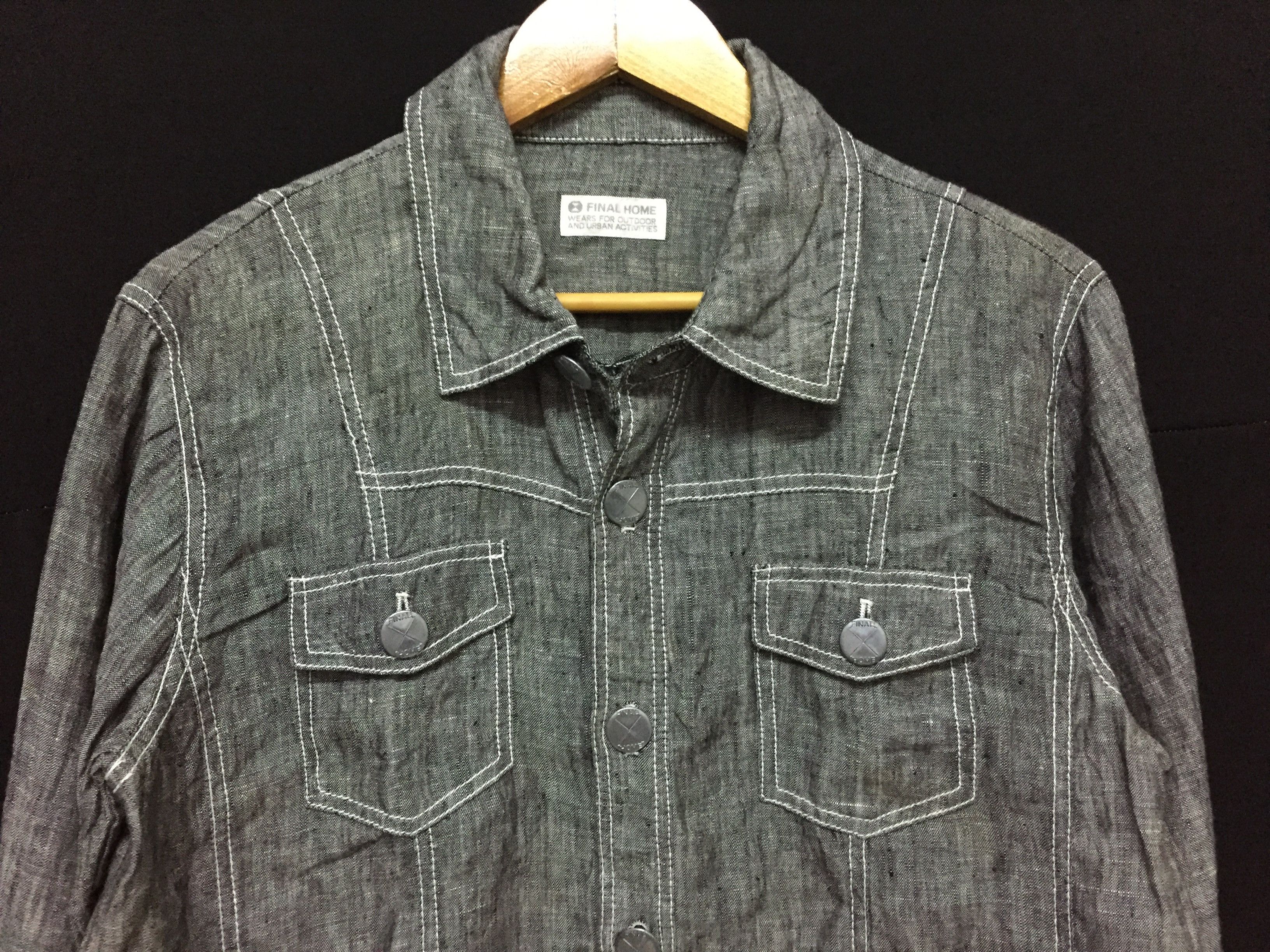 Final Home 90's Big Button detailing slab chambray issey miyake Size US S / EU 44-46 / 1 - 3 Thumbnail