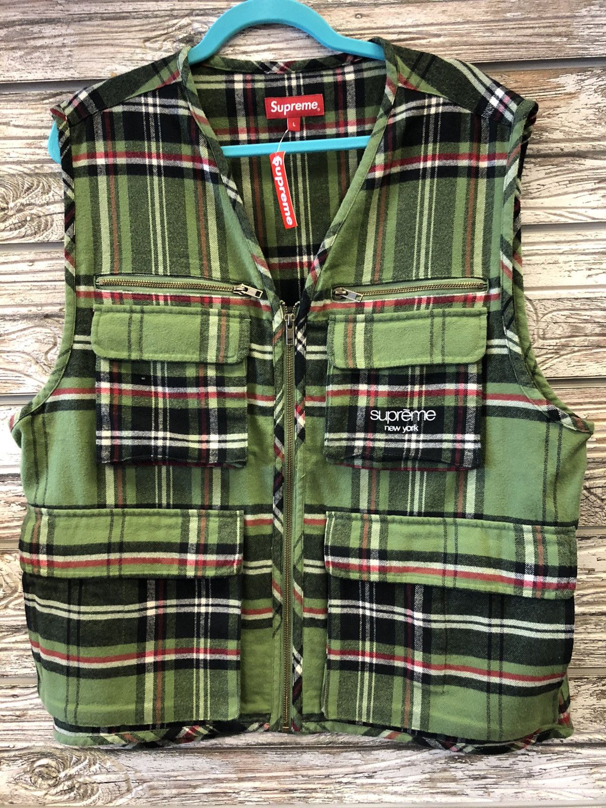 Supreme Tartan Flannel Cargo Vest | Grailed