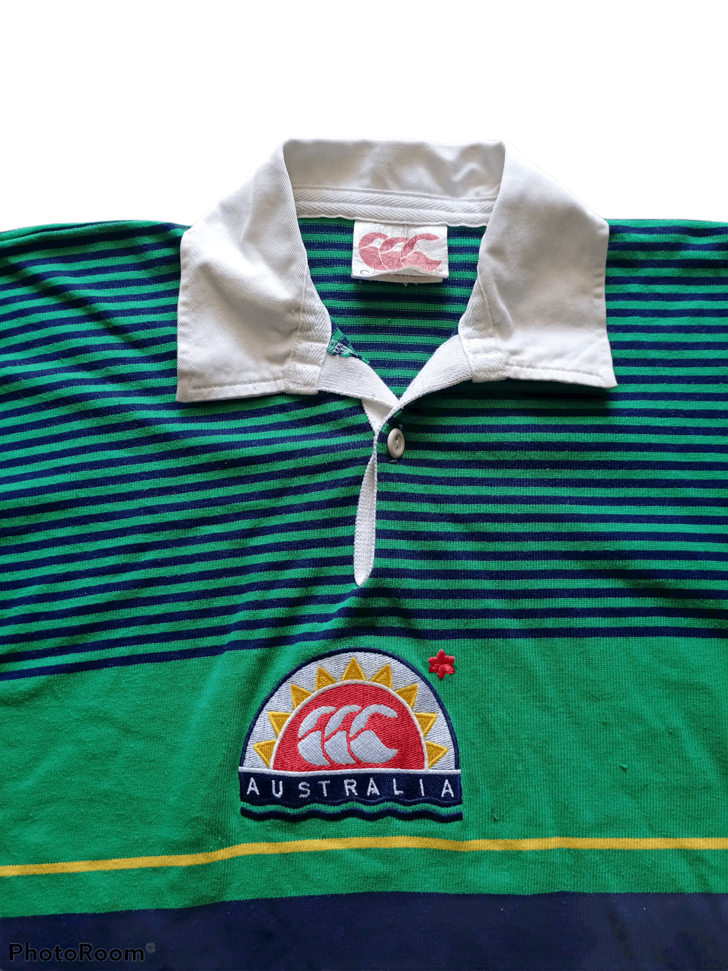 Vintage Canterbury Australia Ugly Striped Rugby Jersey 80s Polos