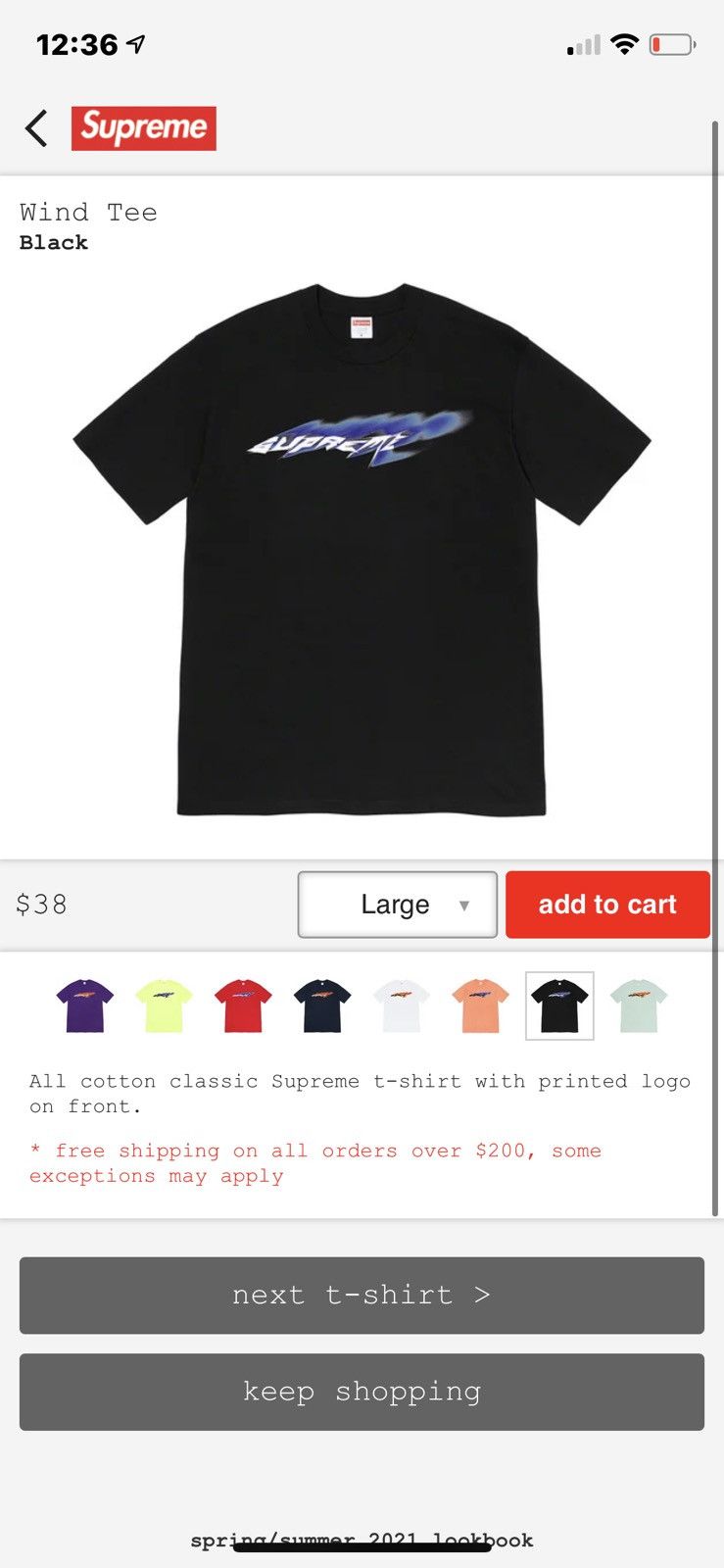 Supreme Wind Logo T-Shirt Black – Crep Select