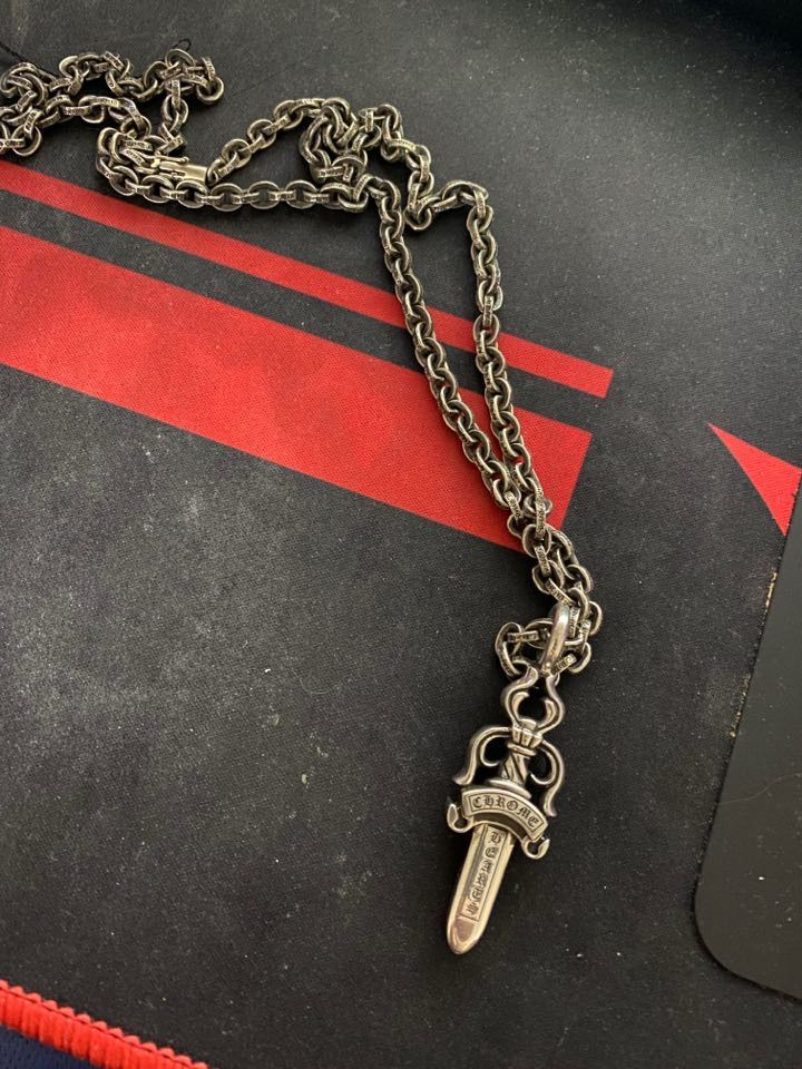 Double Dagger Necklace Pendant Silver - Shop Here Now
