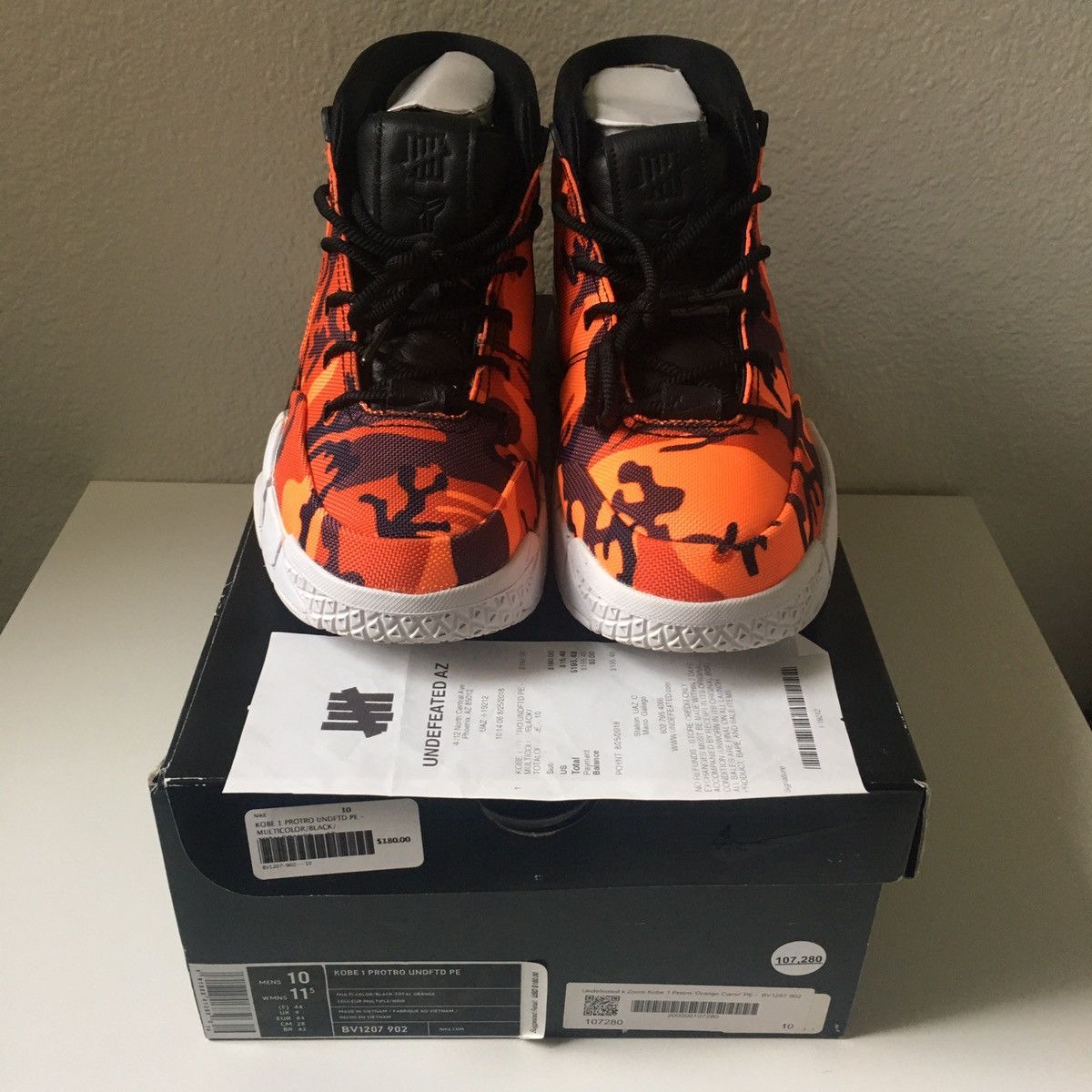 Nike Undefeated x Zoom Kobe 1 Protro PE Orange Camo 2018 Size US 10 / EU 43 - 1 Thumbnail
