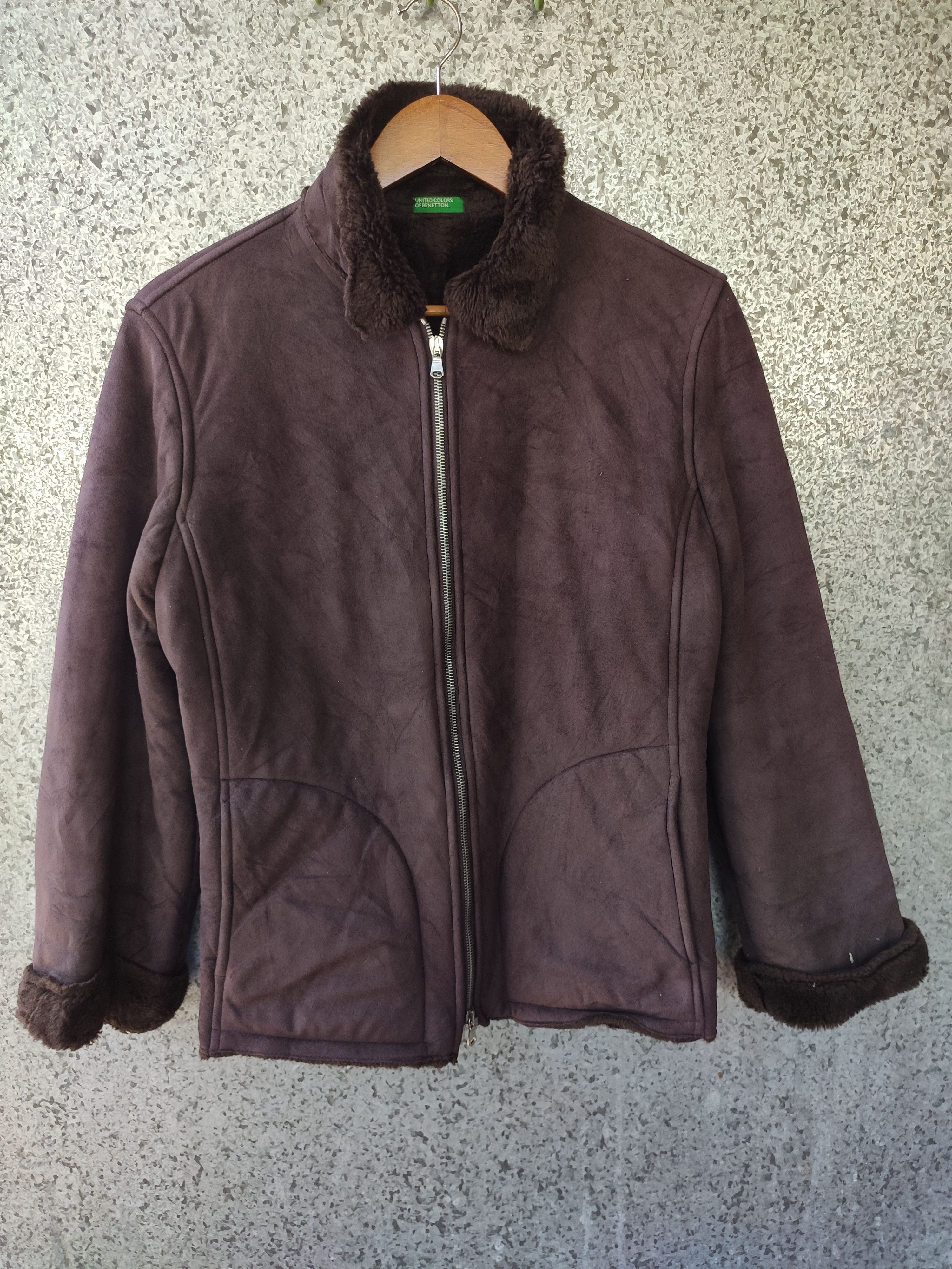 Benetton Benetton jacket zipper Sherpa B3 suede Size US S / EU 44-46 / 1 - 1 Thumbnail