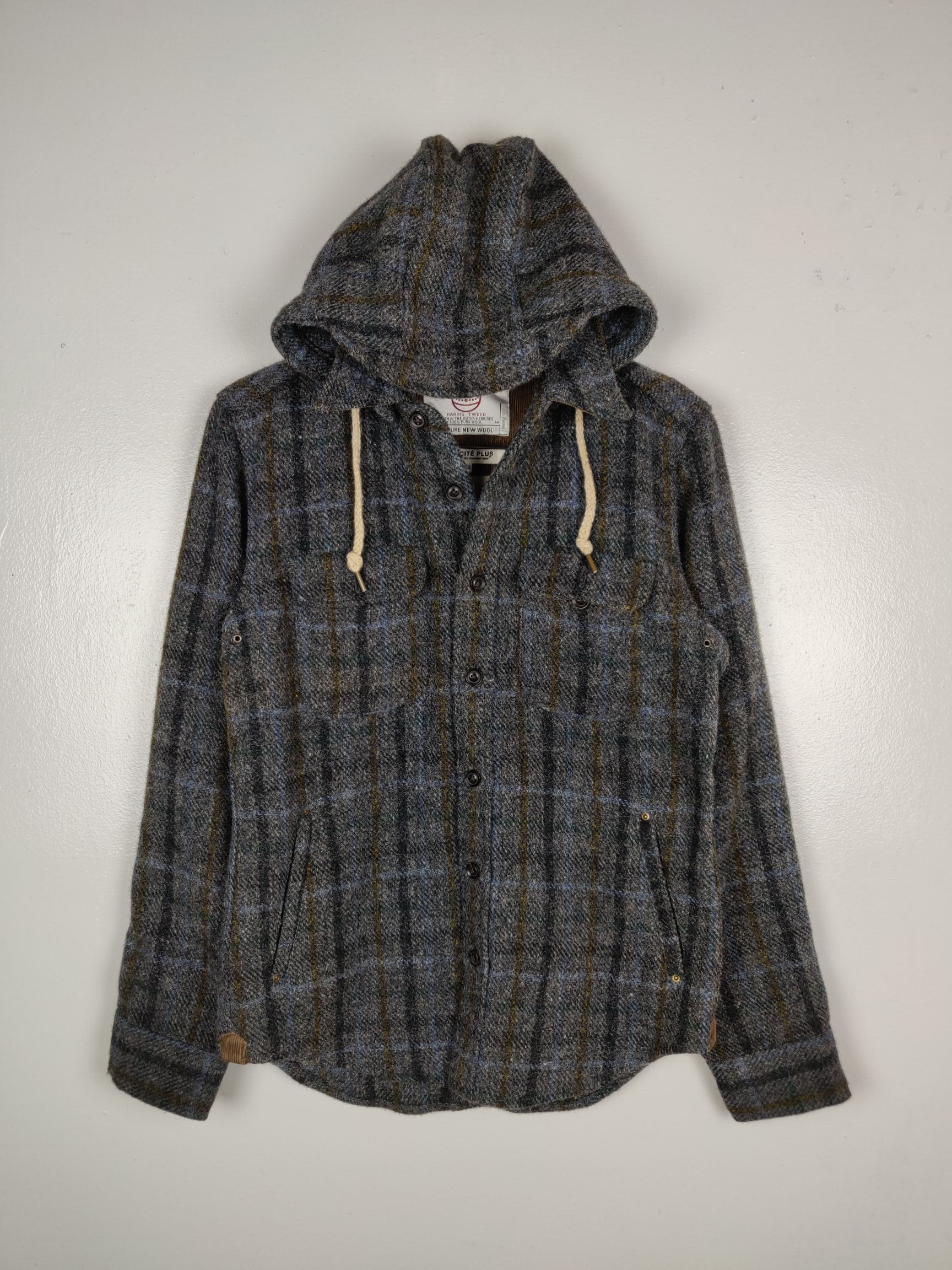 Designer × Harris Tweed HT x Simplicite Plus Wool Hoodie Outerwear Jacket Size US S / EU 44-46 / 1 - 2 Thumbnail