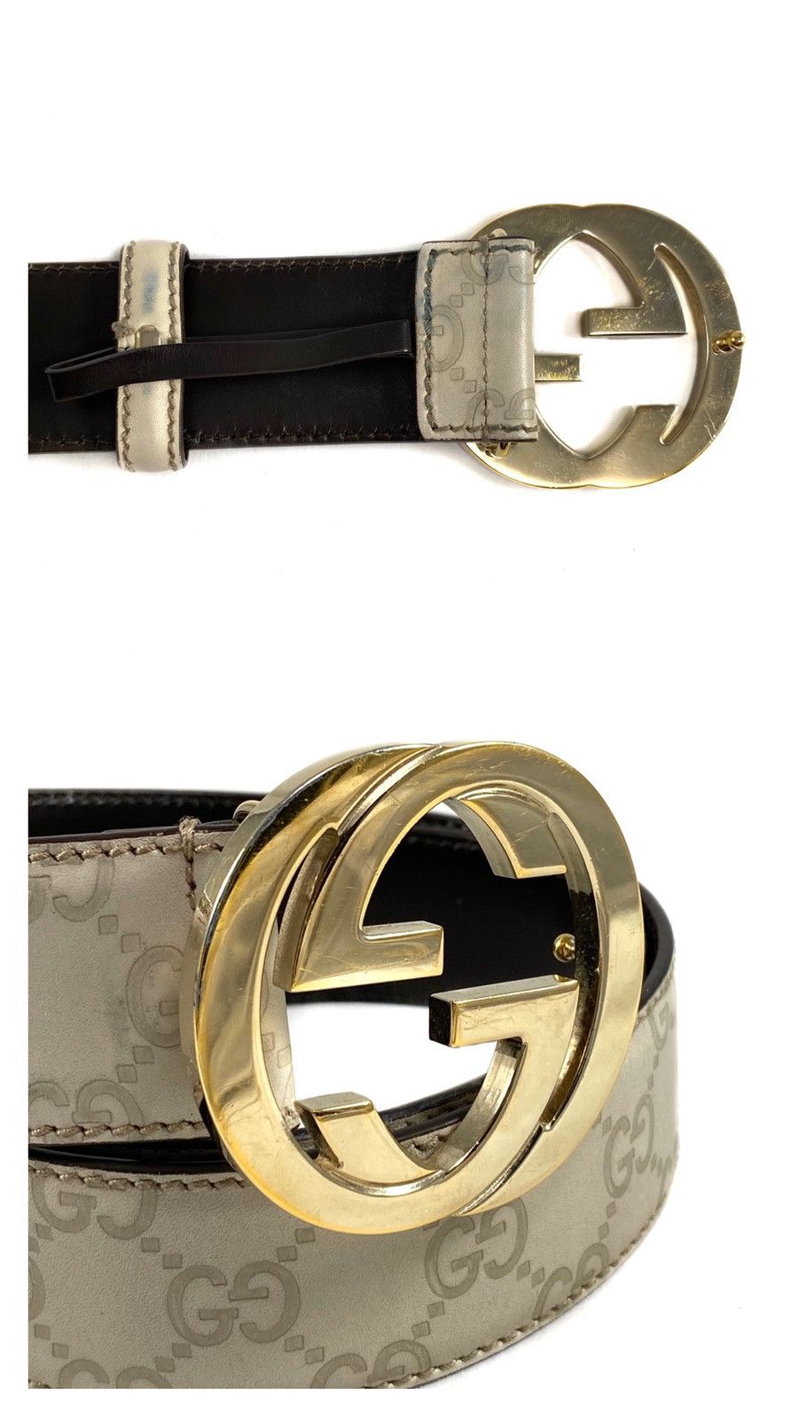 Gucci GUCCI Beige BELT GUCCISSIMA SUPREME Gg SIGNATURE GOLD BUCKL Size 30 - 2 Thumbnail