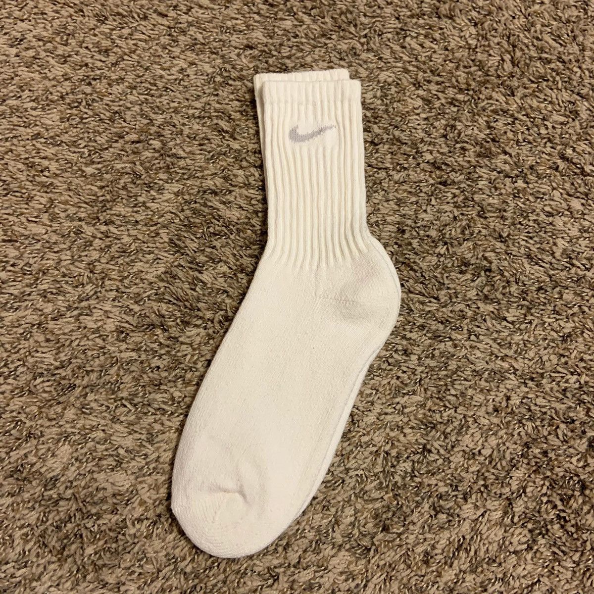 Nike Vintage Nike Grey Swoosh Logo White Crew Single Pair Socks