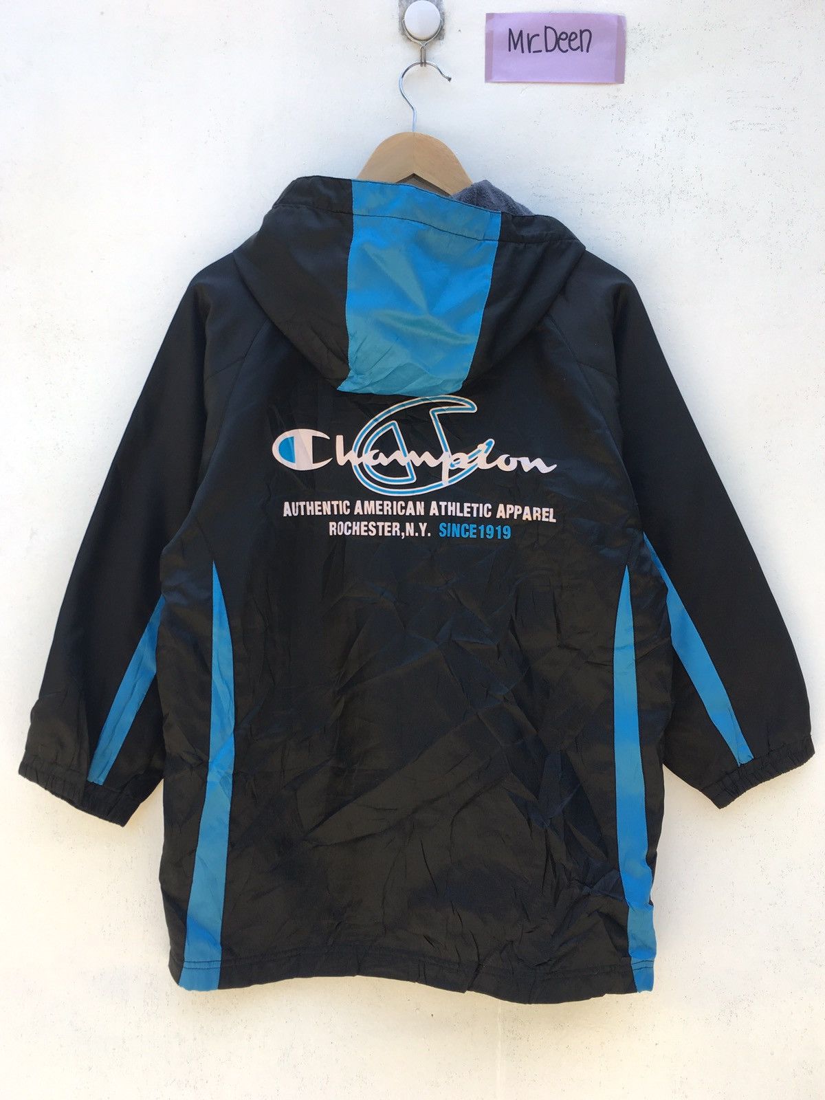 image of Champion Blue Windbreaker Hoodie, Men's (Size Medium)