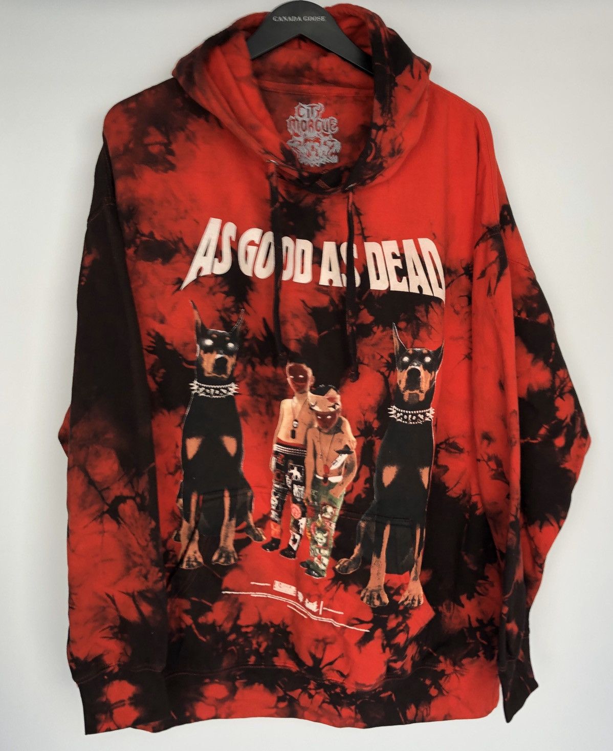 Good Music Merchandise City Morgue As Good As Dead Tie Dye Hoodie 2XL Red  Black | Grailed