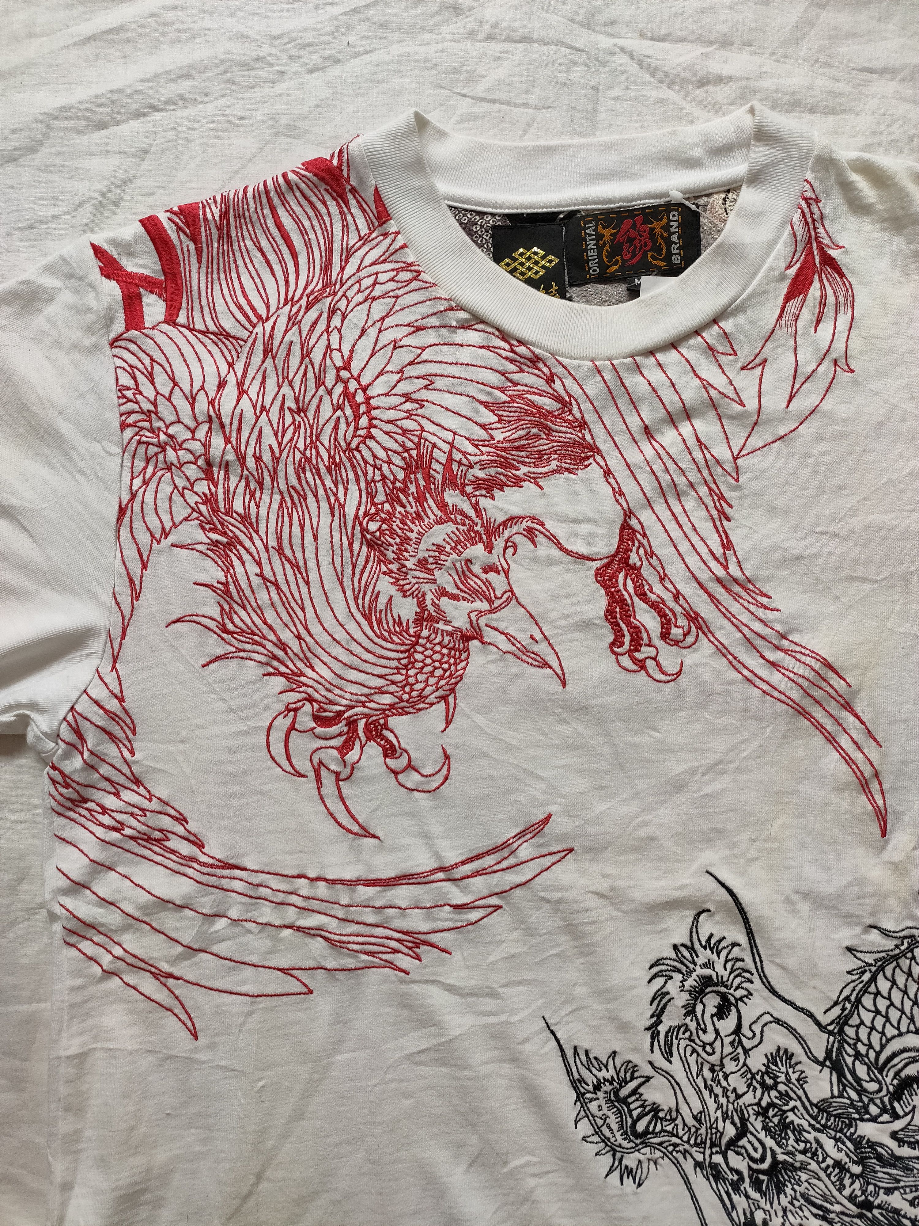 Karakuri Tamashii Sukajan Dragon & Eagle Embroidery Oriental Brand Tshirt Size US M / EU 48-50 / 2 - 3 Thumbnail