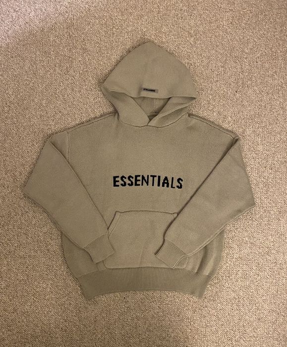 Pacsun Fear of God Essentials Knit Hoodie Olive/Khaki Small