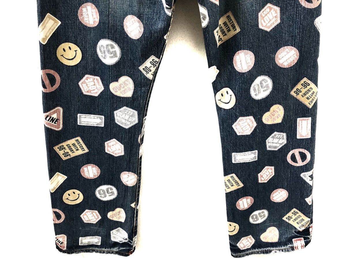 Designer Co & Lu Multiple Sign Print Smile Logo Denim Jeans Size US 30 / EU 46 - 15 Thumbnail