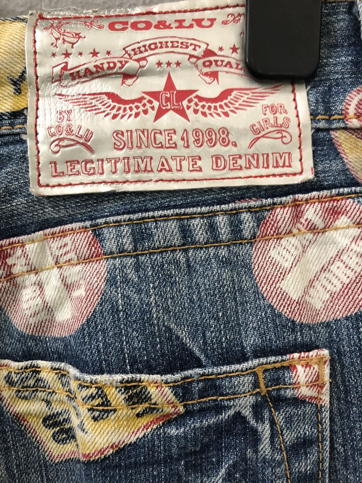 Designer Co & Lu Multiple Sign Print Smile Logo Denim Jeans Size US 30 / EU 46 - 17 Thumbnail