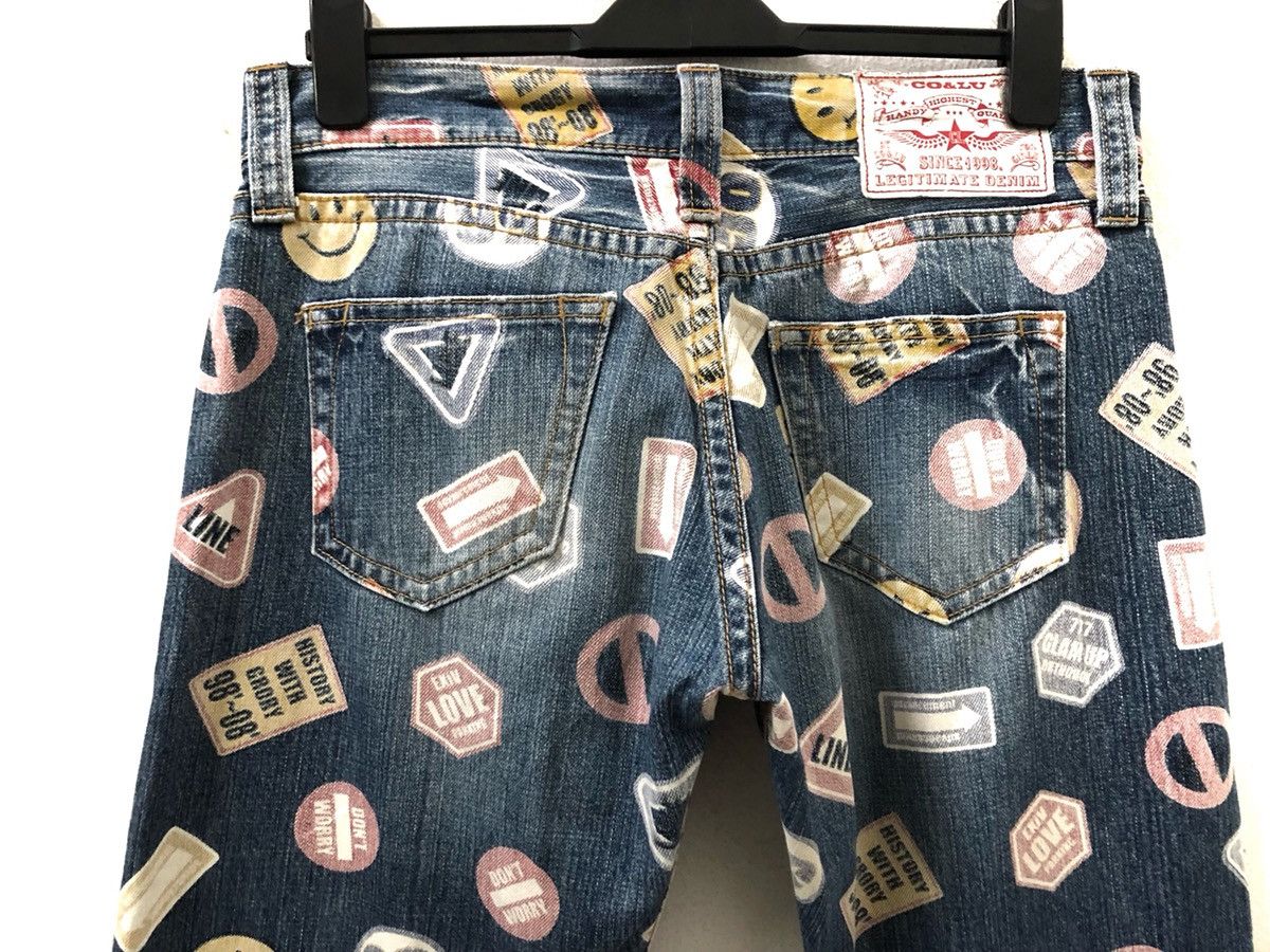 Designer Co & Lu Multiple Sign Print Smile Logo Denim Jeans Size US 30 / EU 46 - 14 Thumbnail