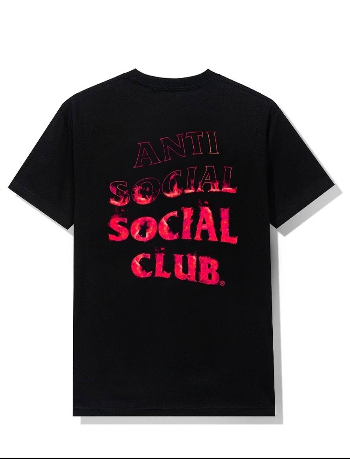 Anti Social Social Club Members Only Link A Fire Inside Black Tee Pink Flame 2XLarge Size US XXL / EU 58 / 5 - 4 Thumbnail