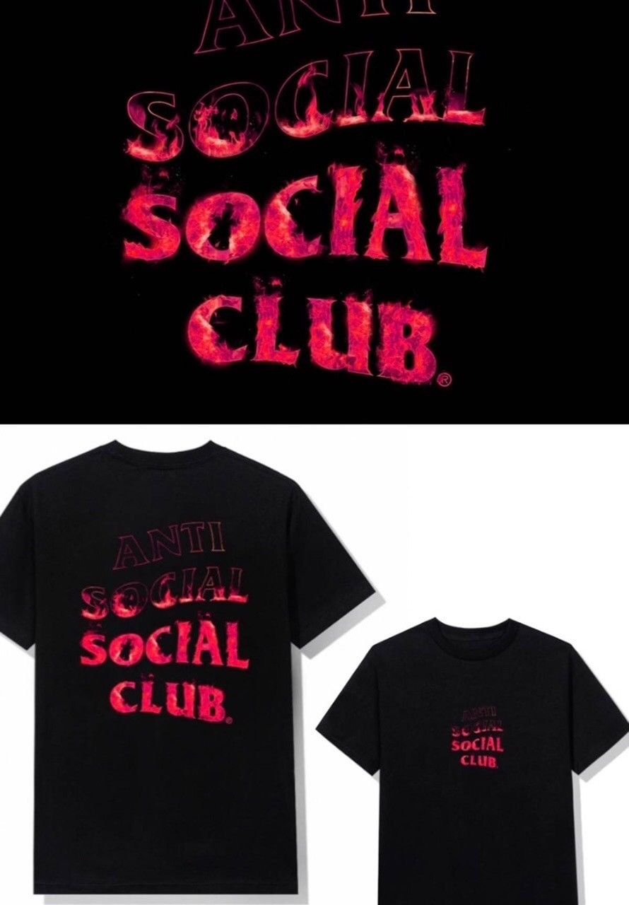 Anti Social Social Club Members Only Link A Fire Inside Black Tee Pink Flame 2XLarge Size US XXL / EU 58 / 5 - 5 Thumbnail