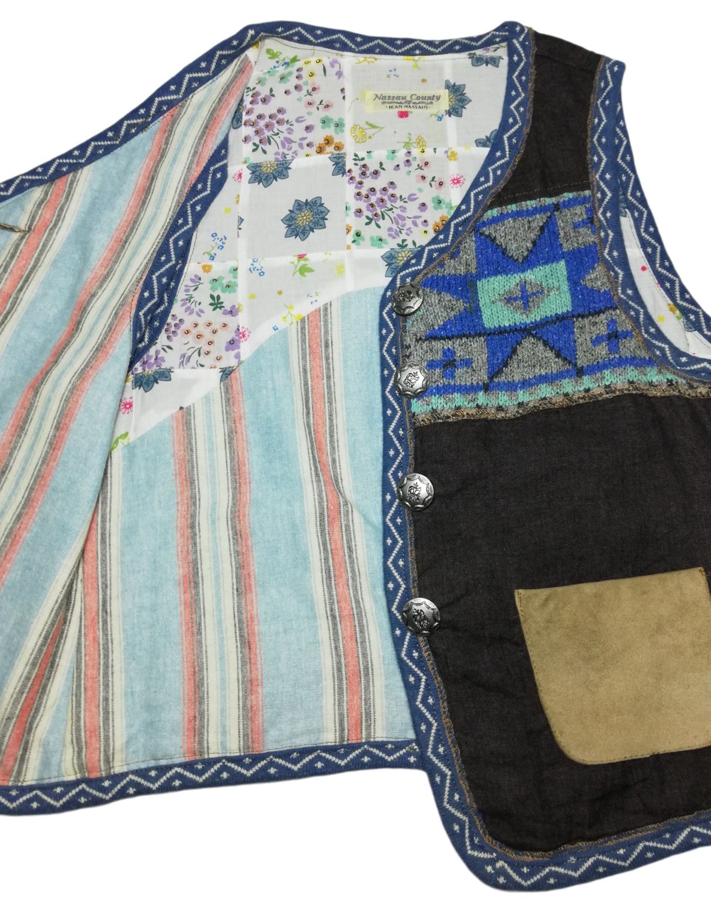 Art Comes First × Designer × Japanese Brand 🔥ICONIC Nassau County Hybrid Patchwork Leather Pocket Vest Size US XS / EU 42 / 0 - 7 Thumbnail