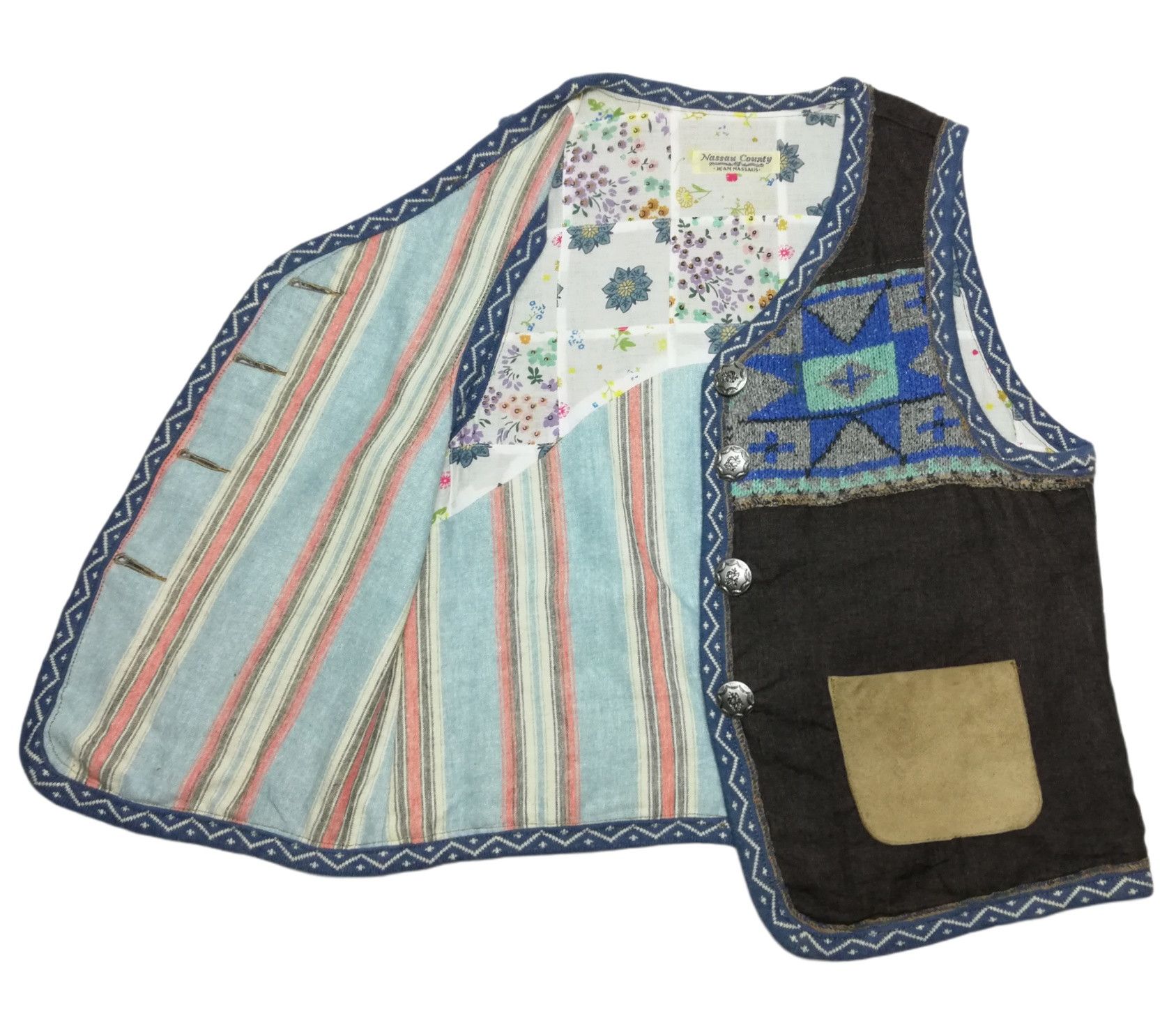 Art Comes First × Designer × Japanese Brand 🔥ICONIC Nassau County Hybrid Patchwork Leather Pocket Vest Size US XS / EU 42 / 0 - 6 Thumbnail