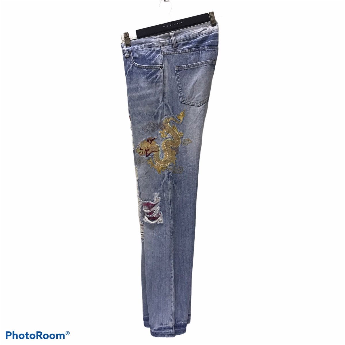 Karakuri Tamashii Japanese Sukajan Dragon Distressed Denim embroidery Jeans Size US 33 - 5 Thumbnail