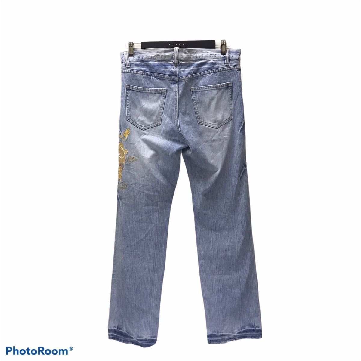 Karakuri Tamashii Japanese Sukajan Dragon Distressed Denim embroidery Jeans Size US 33 - 3 Thumbnail