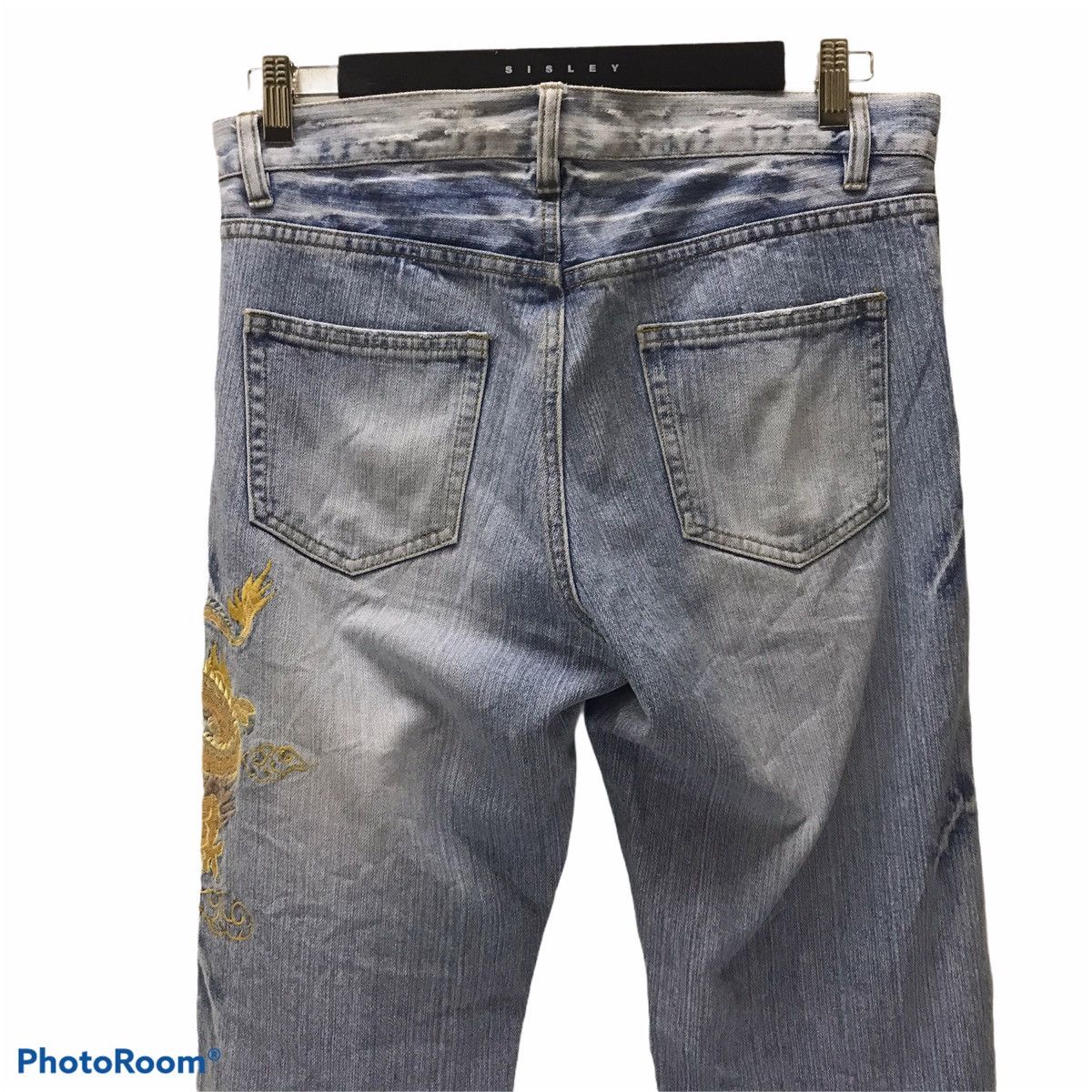 Karakuri Tamashii Japanese Sukajan Dragon Distressed Denim embroidery Jeans Size US 33 - 4 Thumbnail
