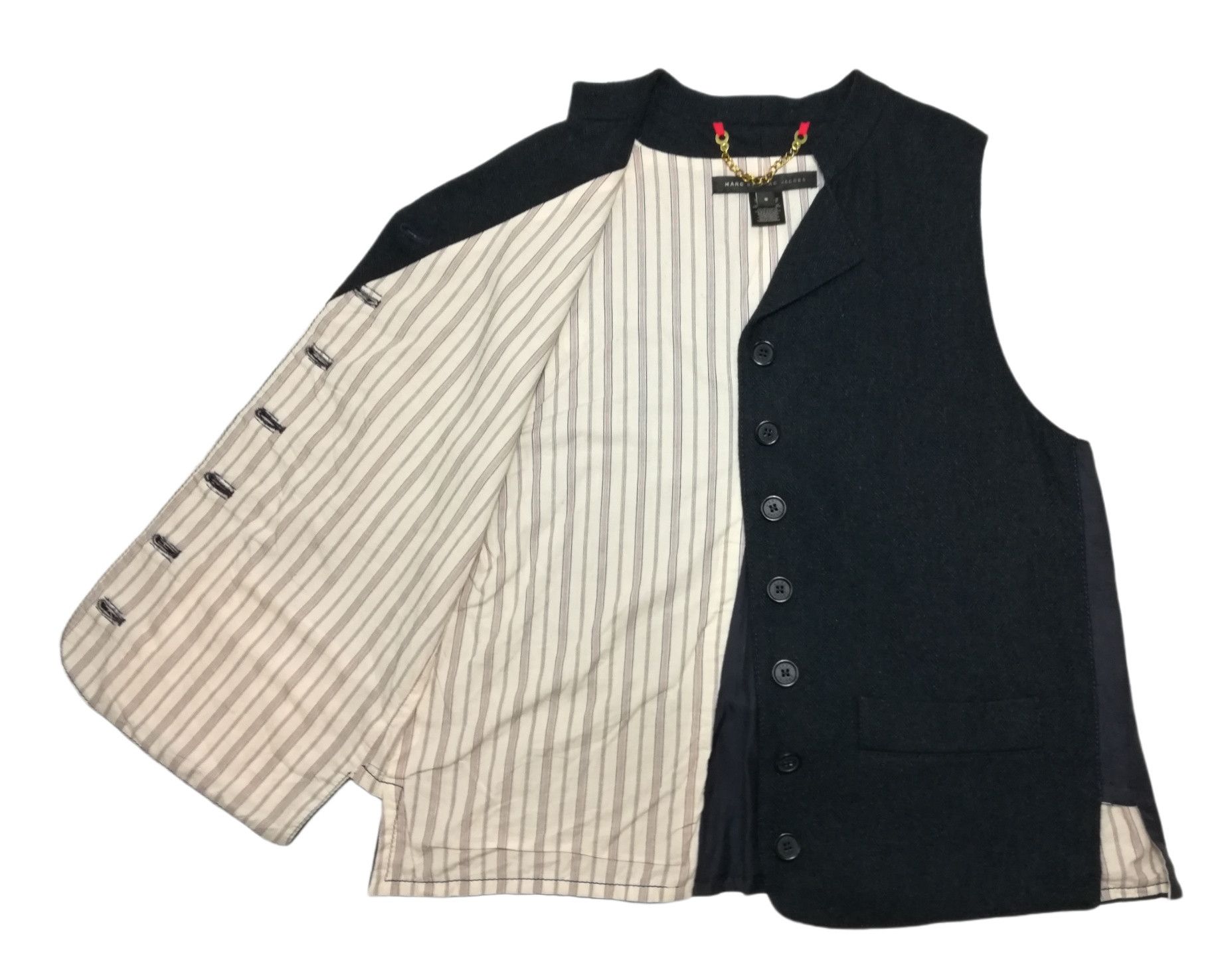 Marc Jacobs 🔥DOPE RARE Marc Jacobs Wool Herringbone Lined Stripe Vest Size US S / EU 44-46 / 1 - 7 Thumbnail