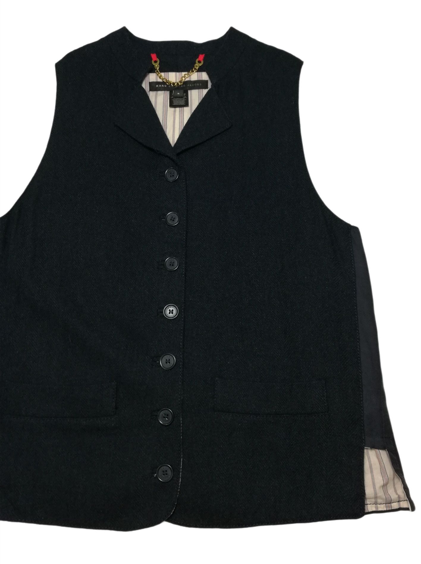 Marc Jacobs 🔥DOPE RARE Marc Jacobs Wool Herringbone Lined Stripe Vest Size US S / EU 44-46 / 1 - 4 Thumbnail