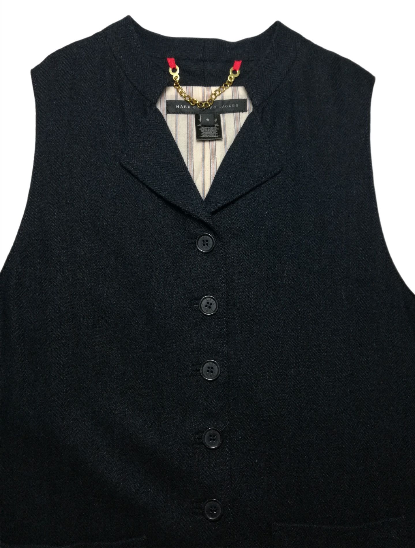 Marc Jacobs 🔥DOPE RARE Marc Jacobs Wool Herringbone Lined Stripe Vest Size US S / EU 44-46 / 1 - 6 Thumbnail