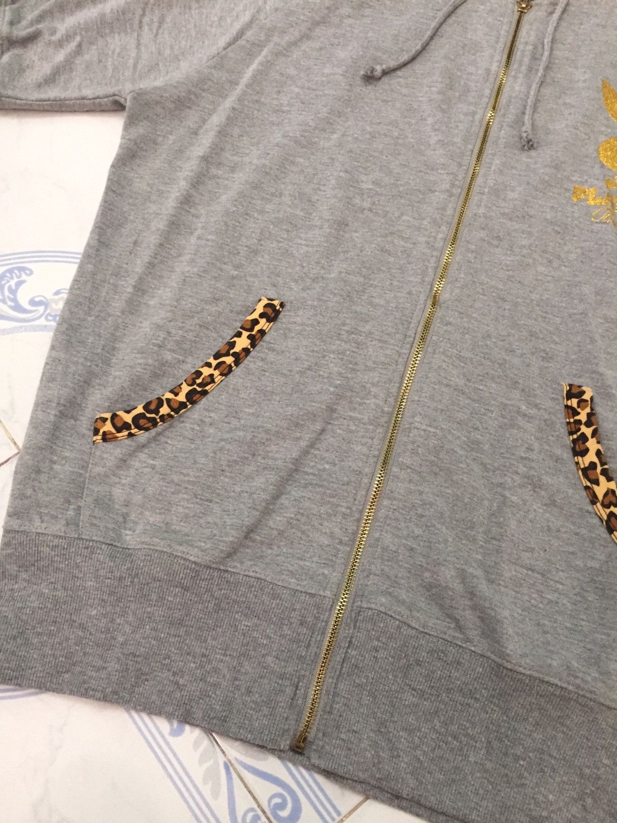 Playboy Playboy Bunny Leopard Printed Short Sleeve Zipper Hoodie Size US XL / EU 56 / 4 - 6 Thumbnail