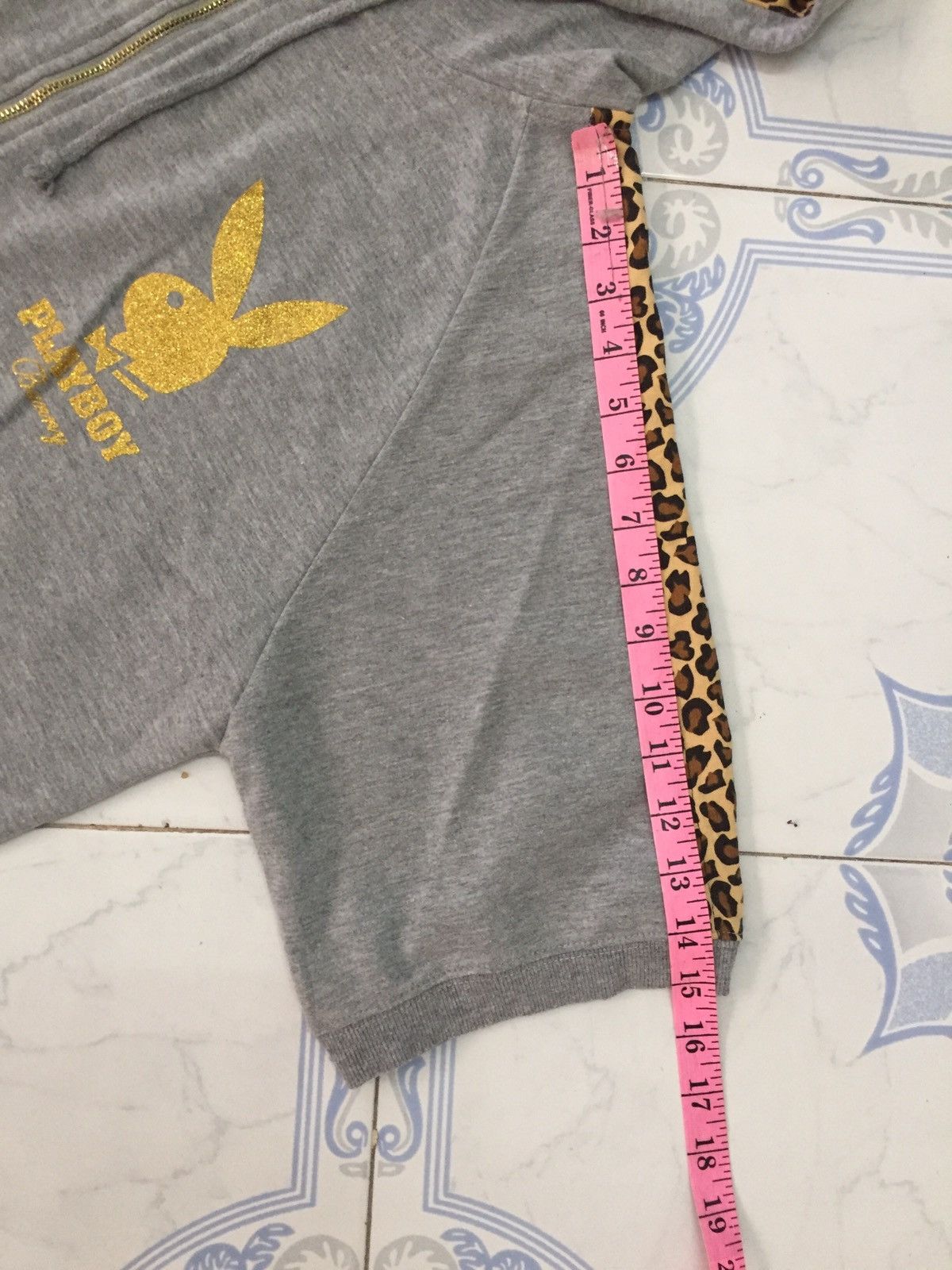Playboy Playboy Bunny Leopard Printed Short Sleeve Zipper Hoodie Size US XL / EU 56 / 4 - 17 Thumbnail