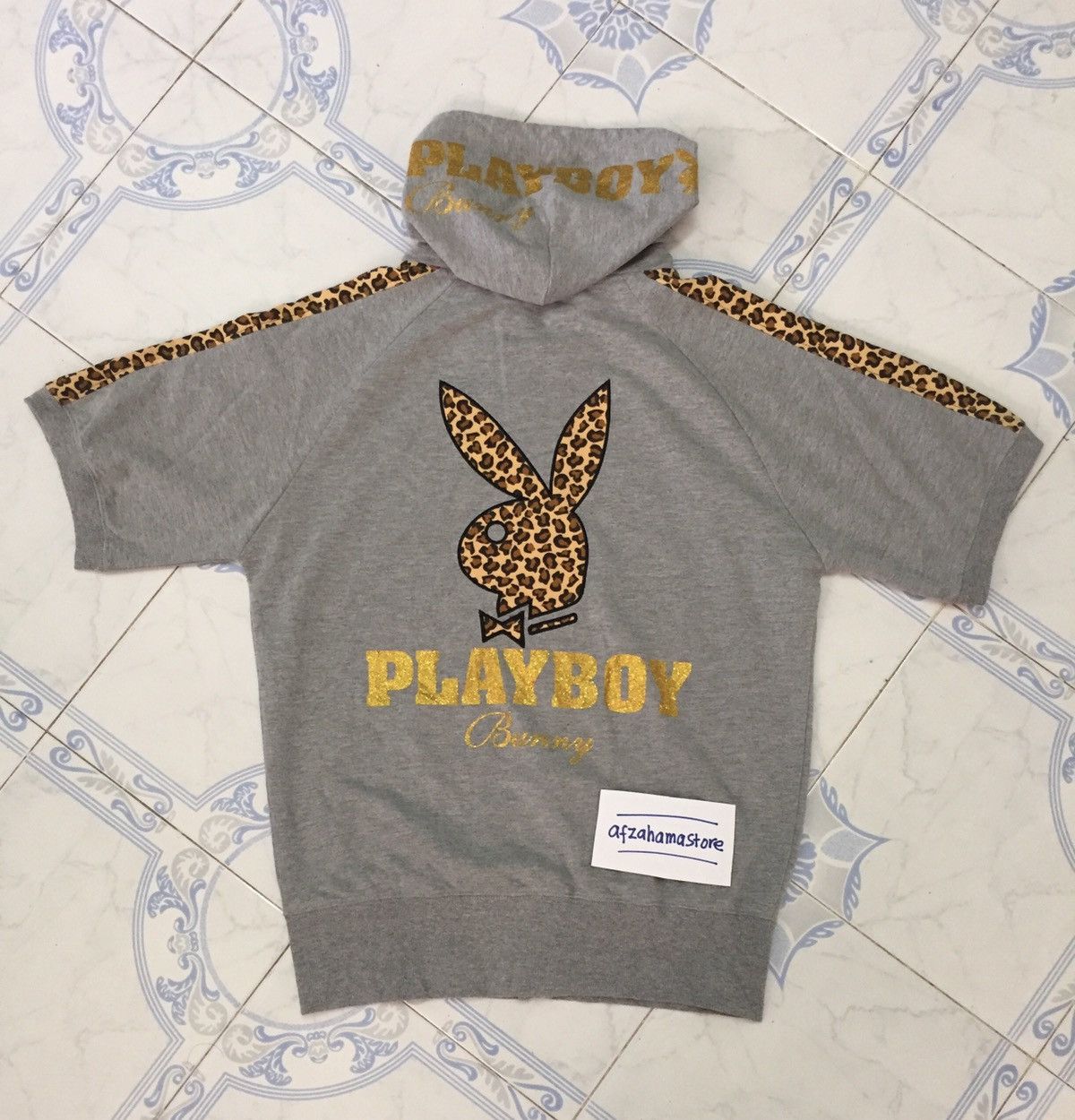 Playboy Playboy Bunny Leopard Printed Short Sleeve Zipper Hoodie Size US XL / EU 56 / 4 - 1 Thumbnail