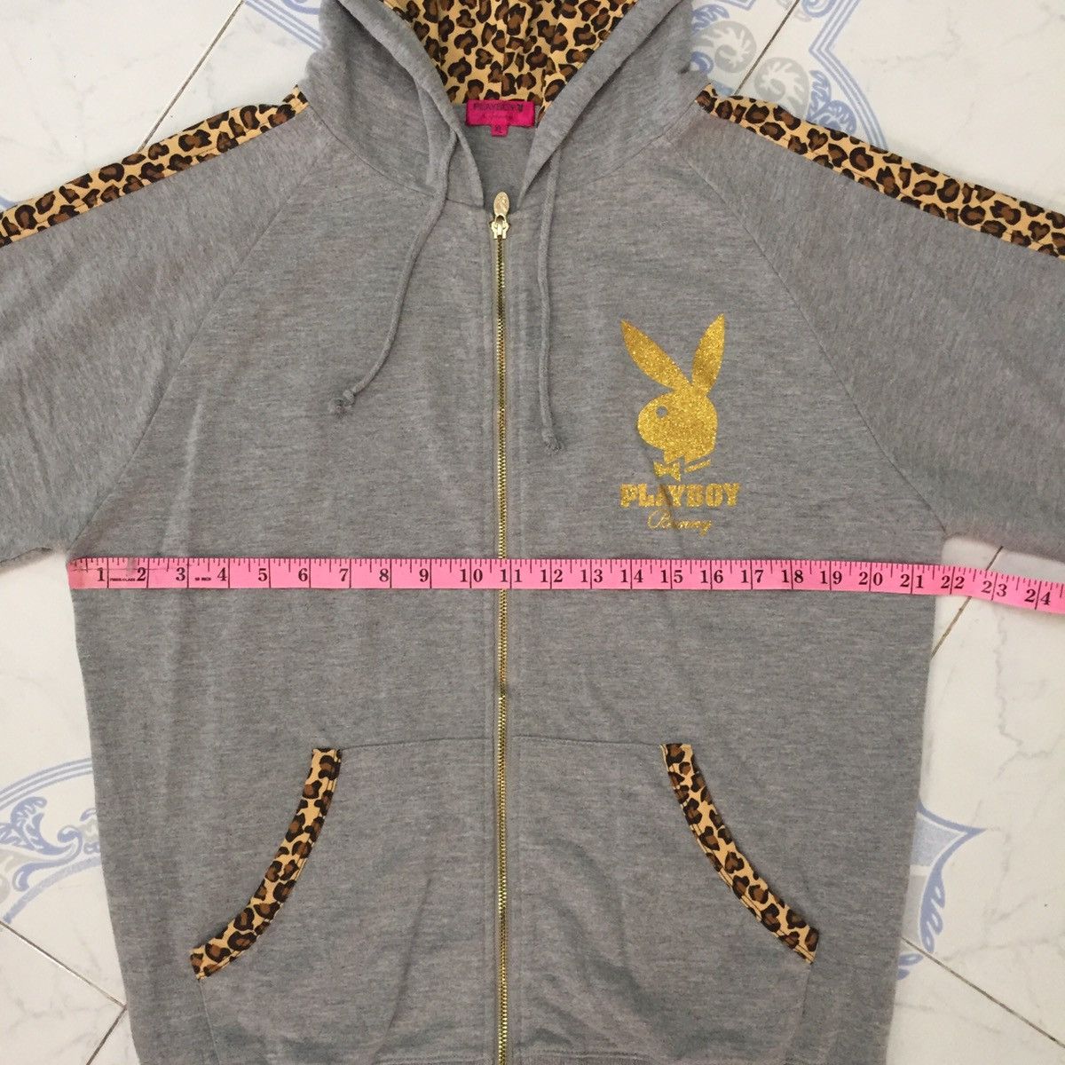 Playboy Playboy Bunny Leopard Printed Short Sleeve Zipper Hoodie Size US XL / EU 56 / 4 - 15 Thumbnail